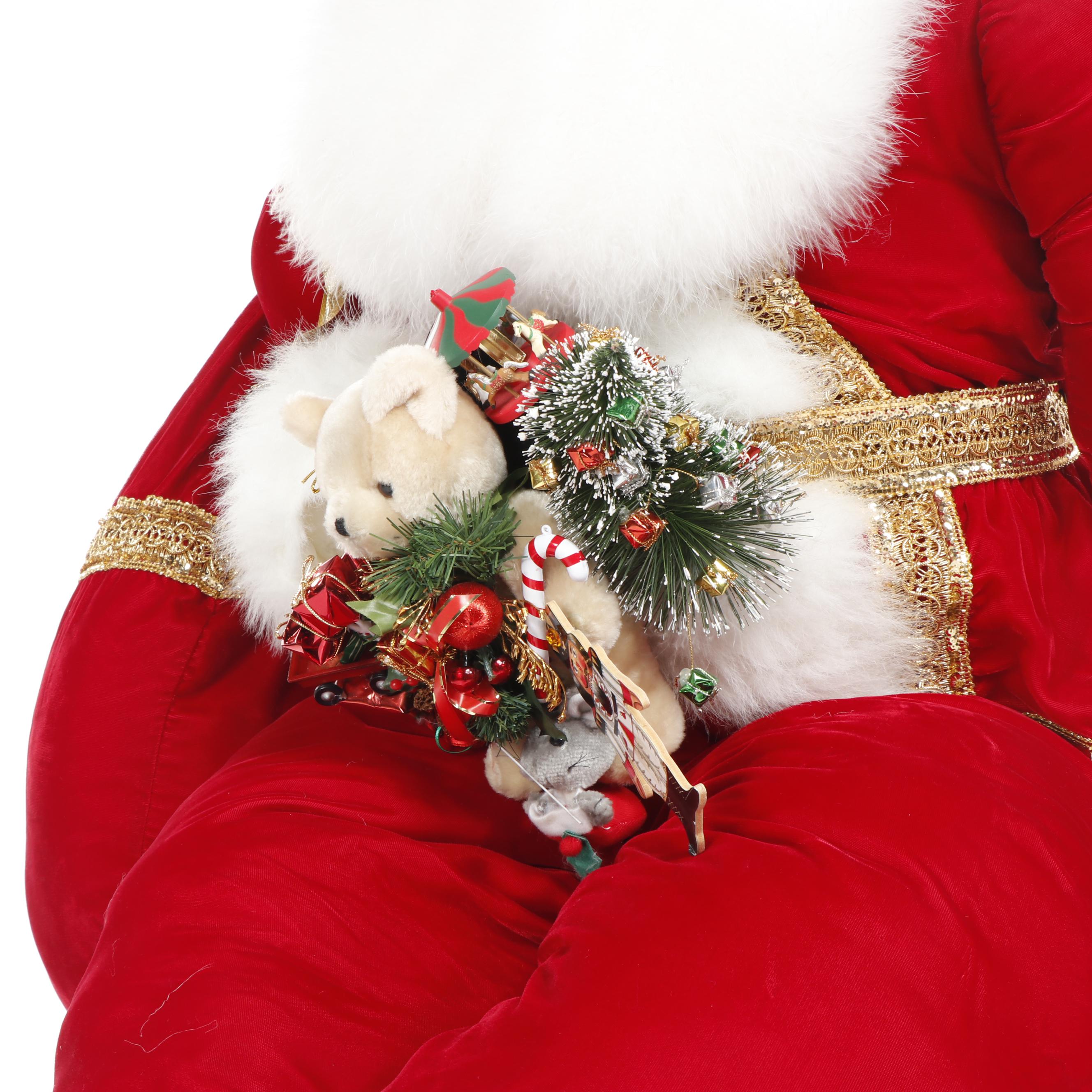 Life Size Stuffed Sitting Santa Decoration with Hand-Painted Face