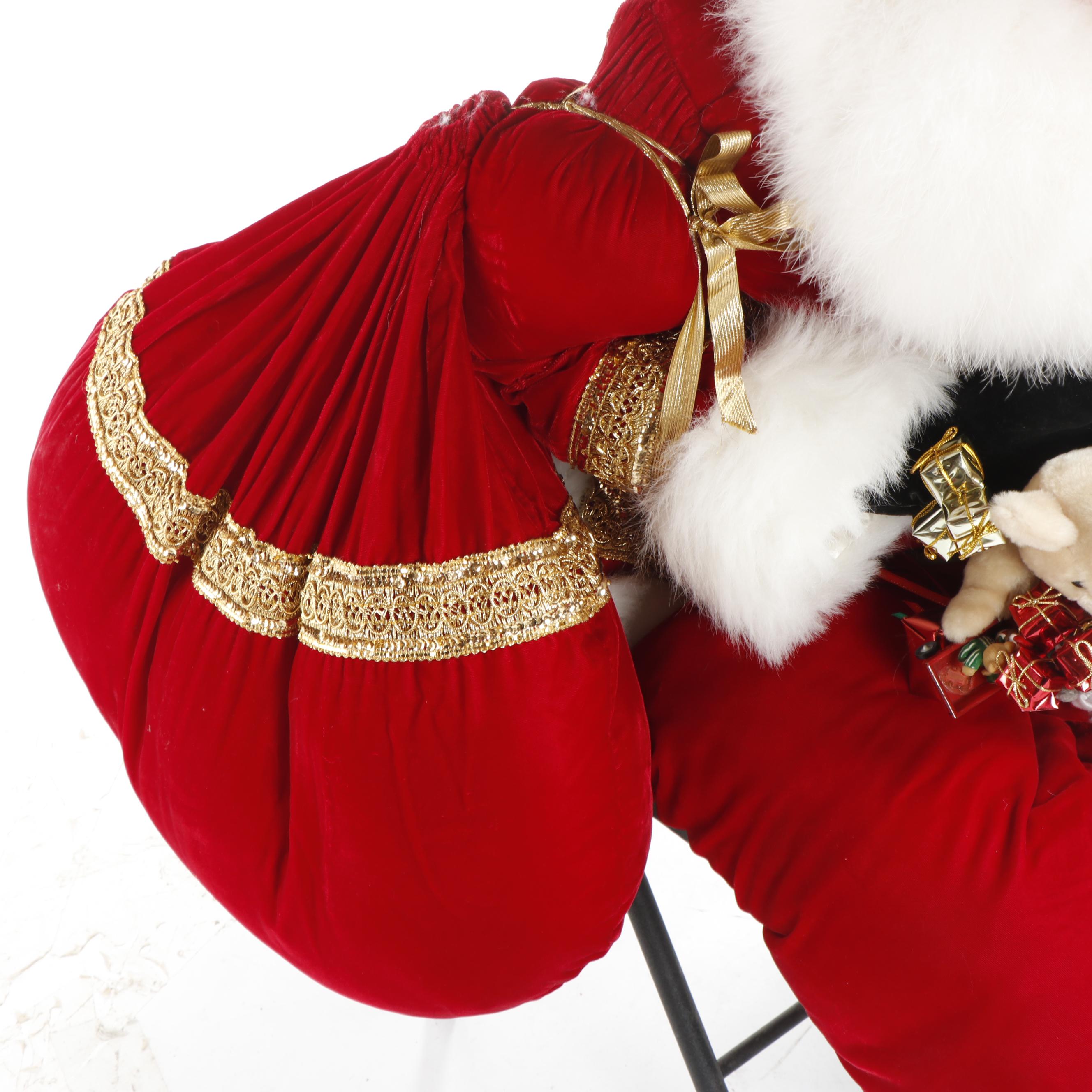 Life Size Stuffed Sitting Santa Decoration with Hand-Painted Face