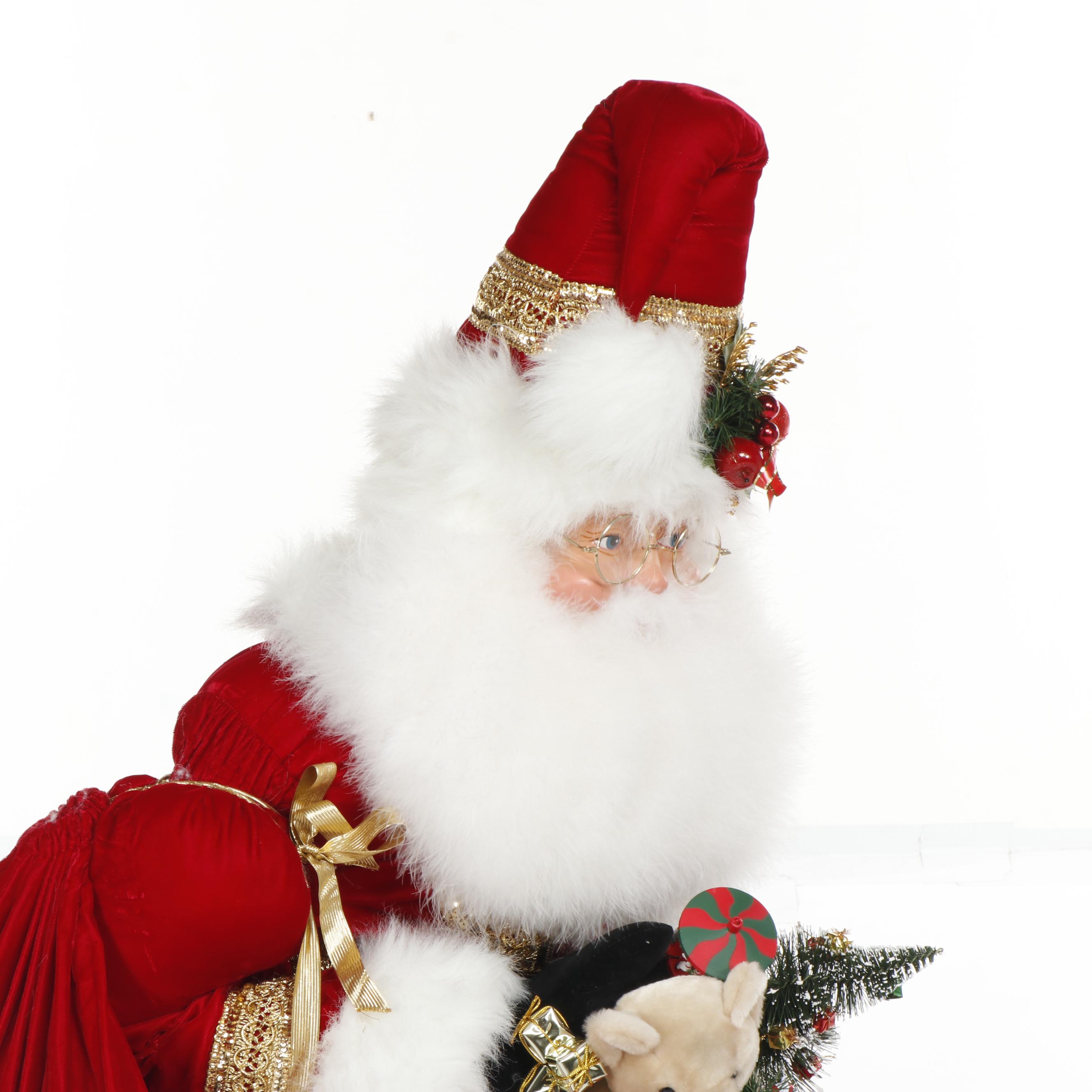 Life Size Stuffed Sitting Santa Decoration with Hand-Painted Face