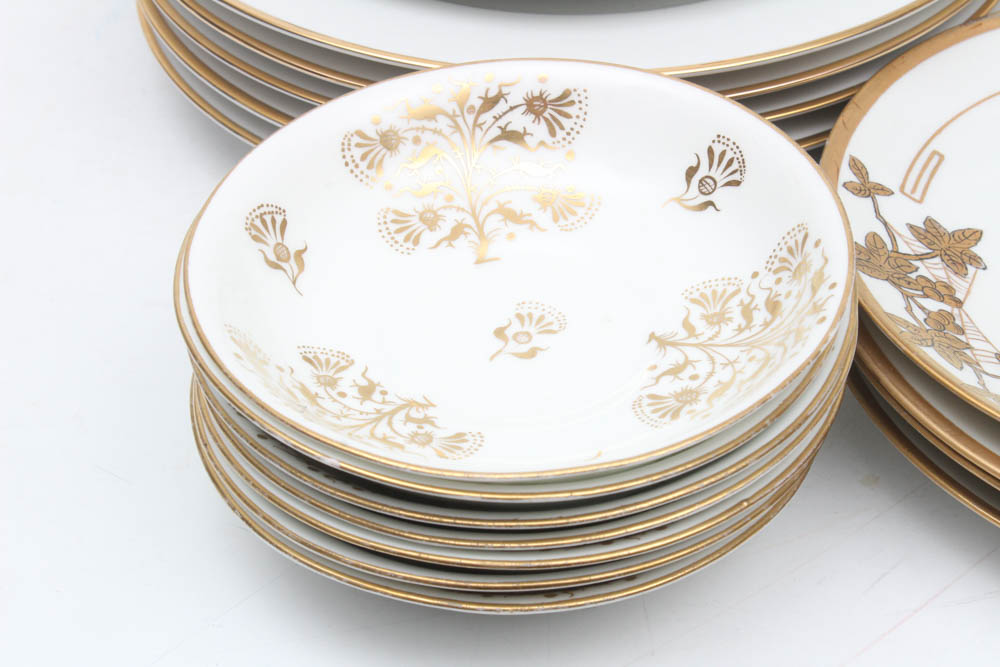 Gilt and White Dinnerware and Serveware Featuring Vista Alegre, Weimar, Haviland