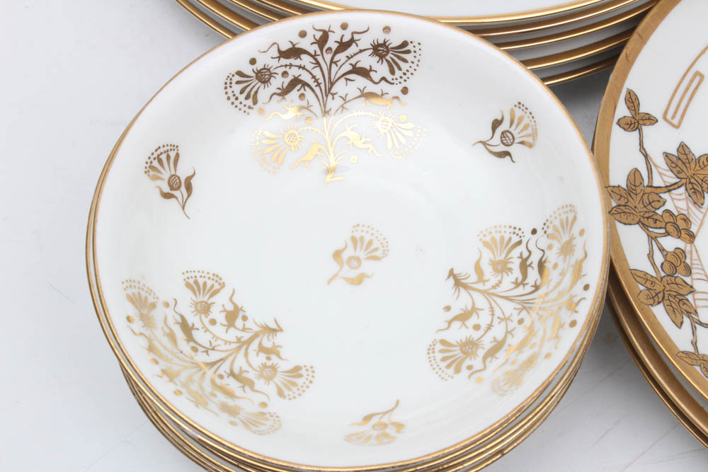 Gilt and White Dinnerware and Serveware Featuring Vista Alegre, Weimar, Haviland