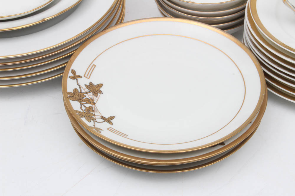 Gilt and White Dinnerware and Serveware Featuring Vista Alegre, Weimar, Haviland