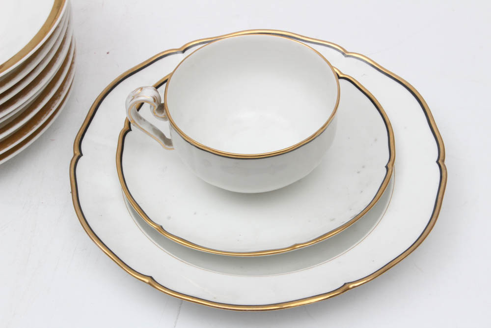 Gilt and White Dinnerware and Serveware Featuring Vista Alegre, Weimar, Haviland