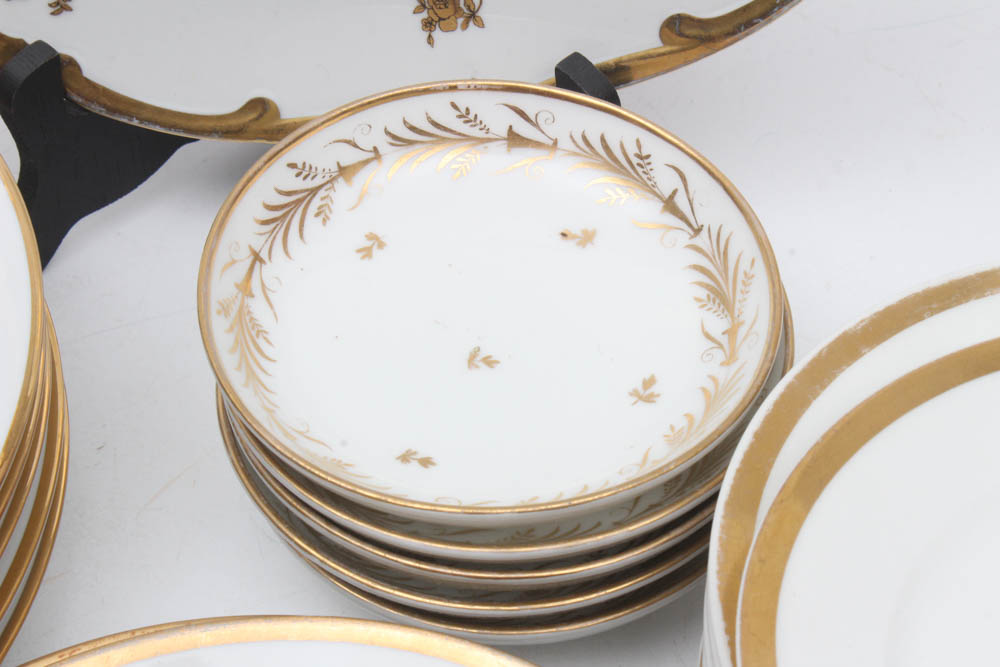Gilt and White Dinnerware and Serveware Featuring Vista Alegre, Weimar, Haviland