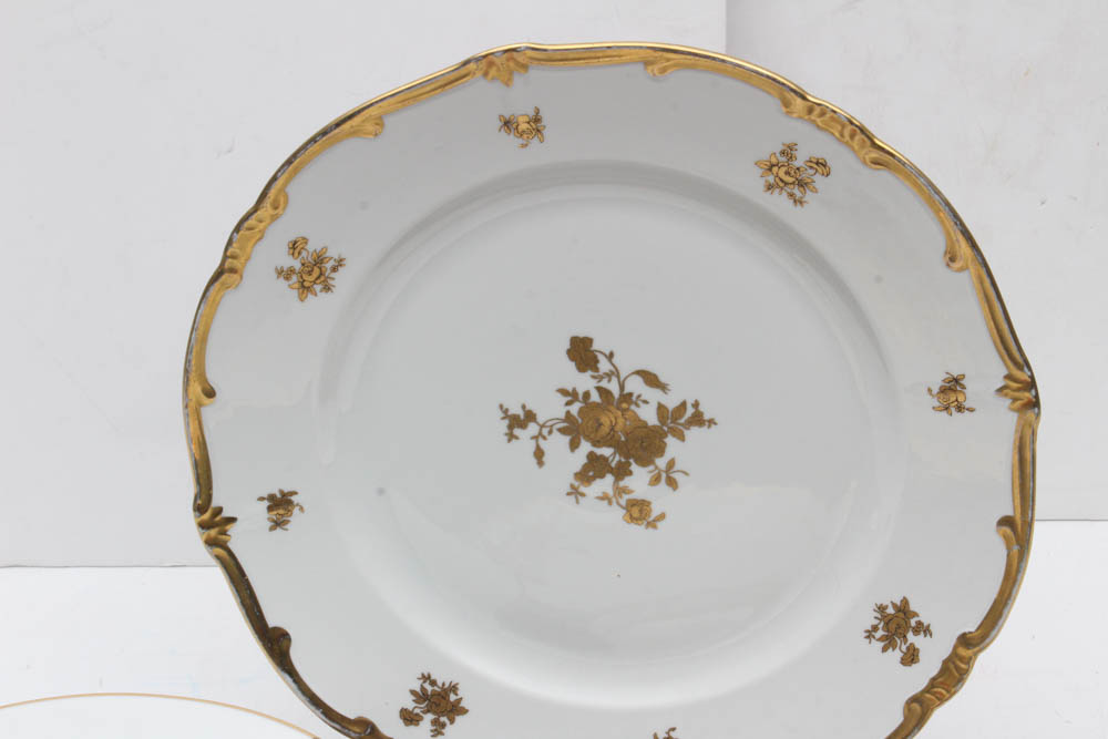 Gilt and White Dinnerware and Serveware Featuring Vista Alegre, Weimar, Haviland
