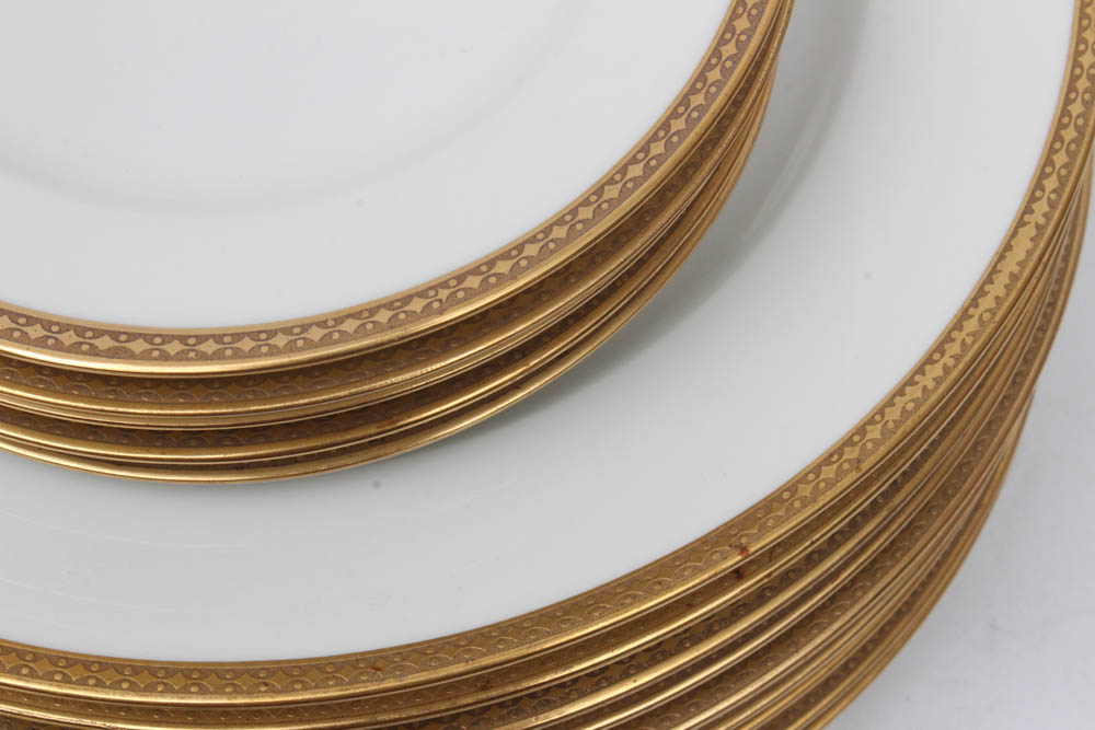 Gilt and White Dinnerware and Serveware Featuring Vista Alegre, Weimar, Haviland