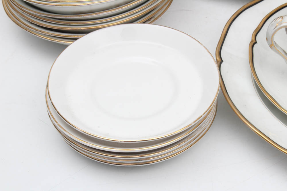 Gilt and White Dinnerware and Serveware Featuring Vista Alegre, Weimar, Haviland