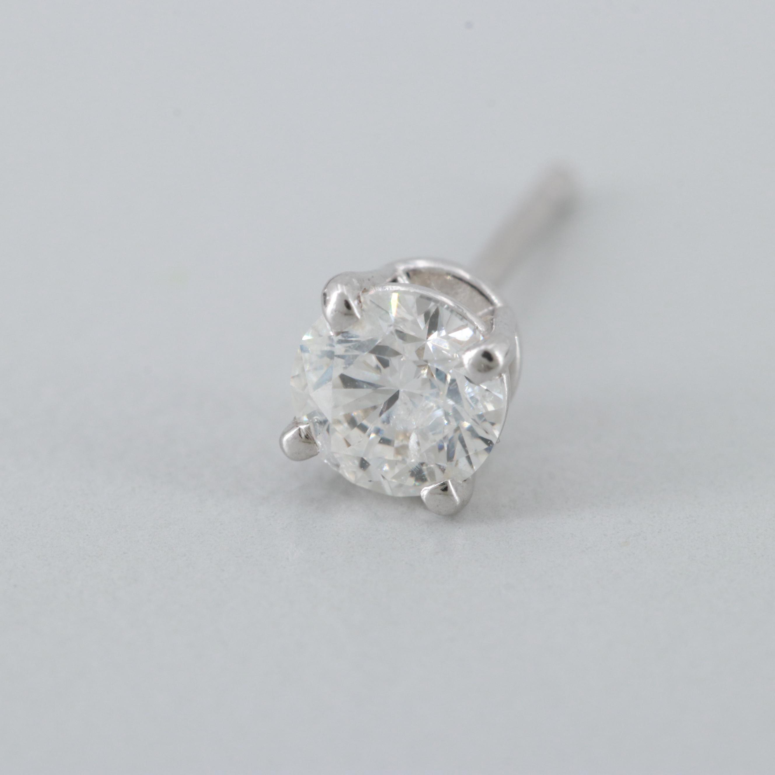 14K White Gold Diamond Stud Earrings