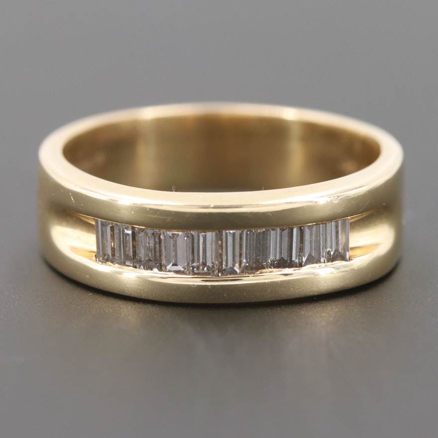 14K Yellow Gold Baguette Diamond Band