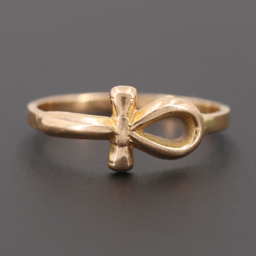 18K Yellow Gold Ankh Symbol Ring