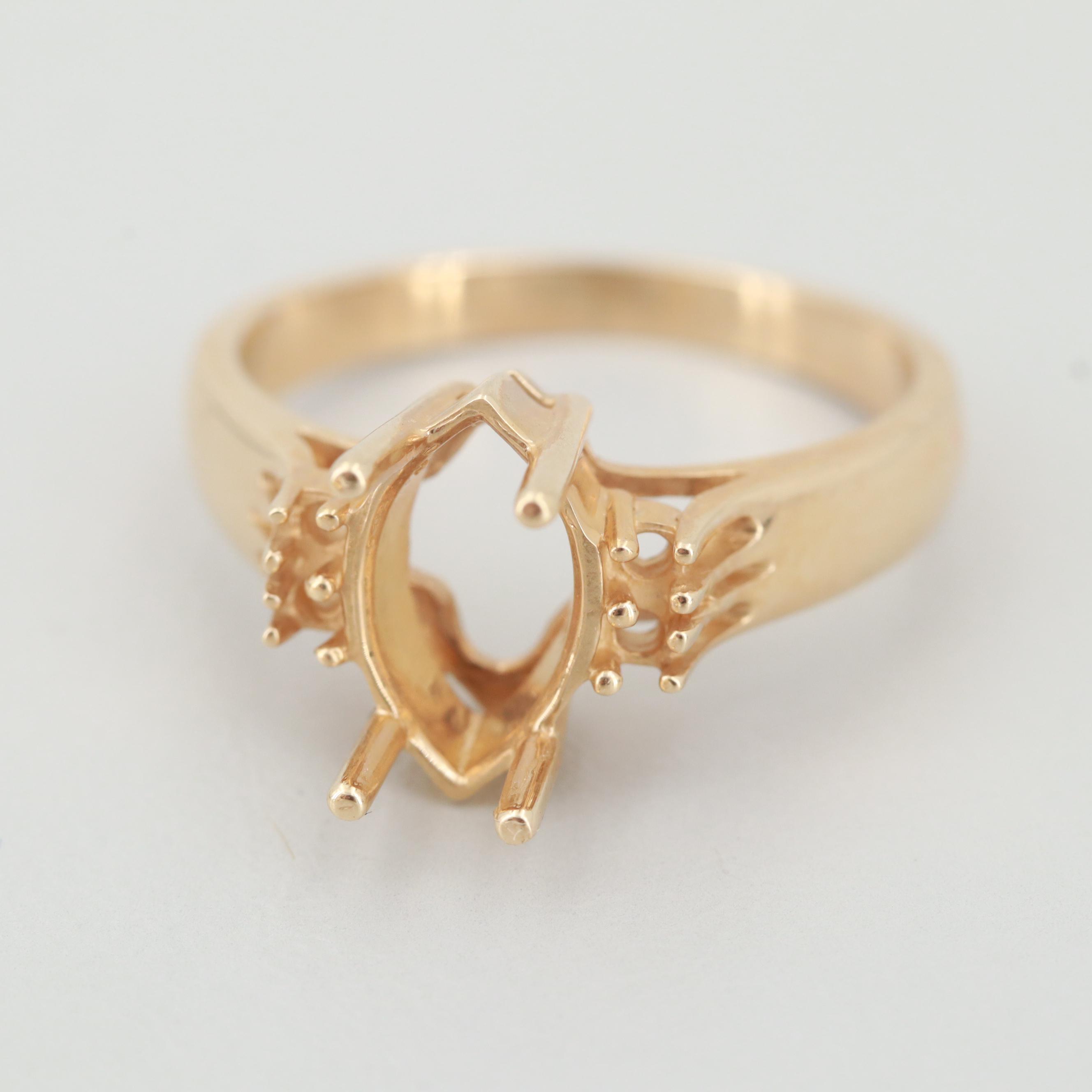 Pair of 14K Yellow Gold Ring Mounts