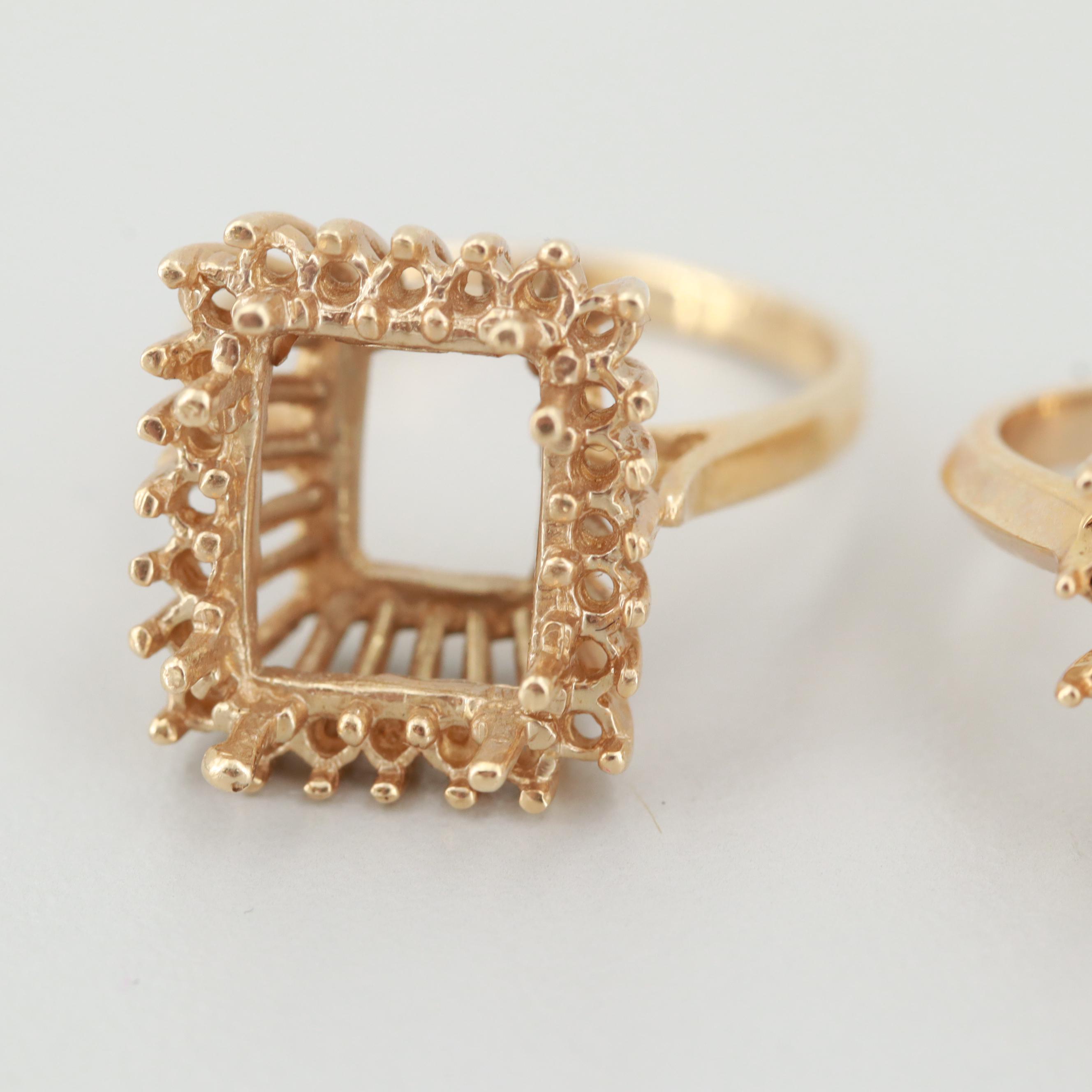 Pair of 14K Yellow Gold Ring Mountings