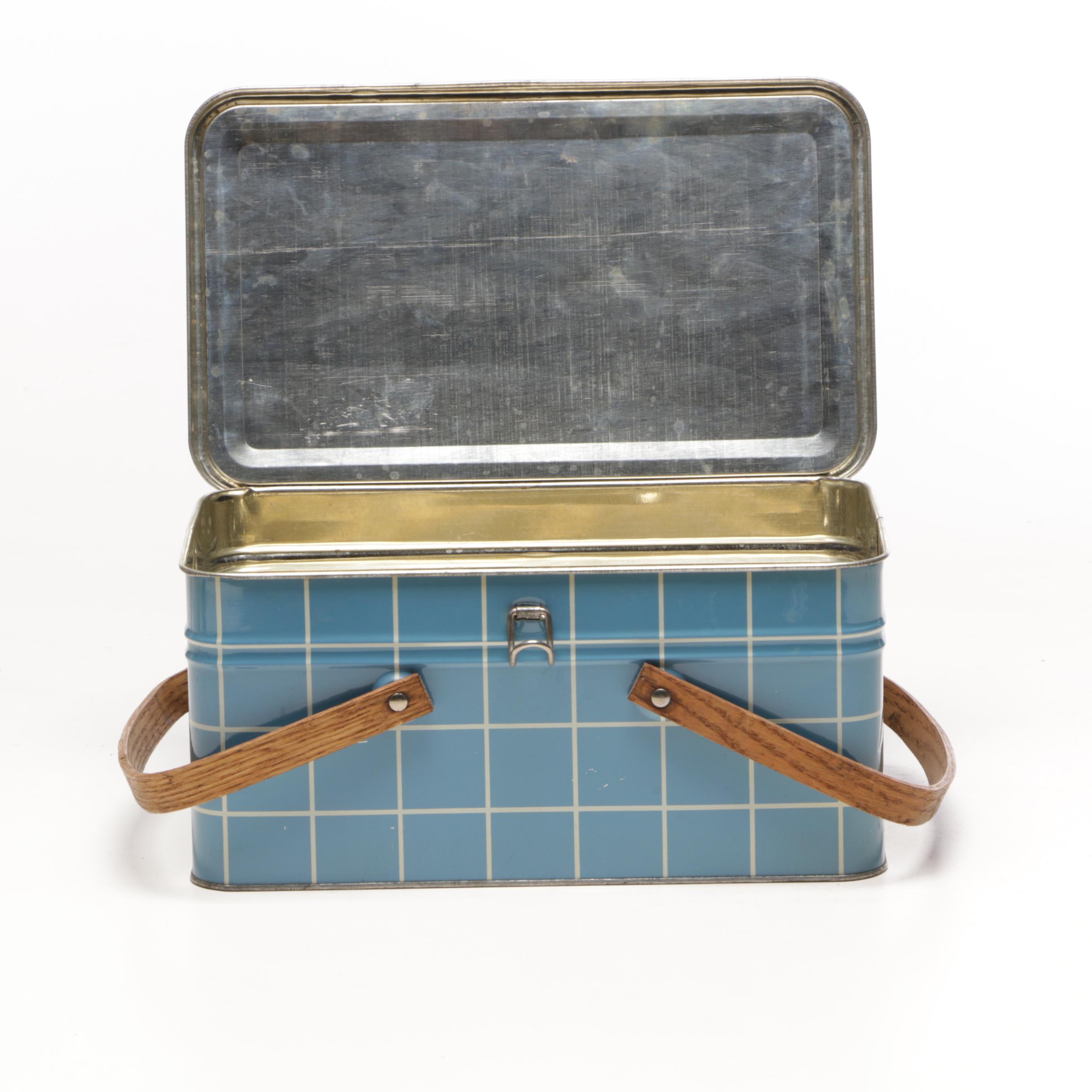 Blue Enamel Pitcher, Large Tea Pot, and Other Kitchenware