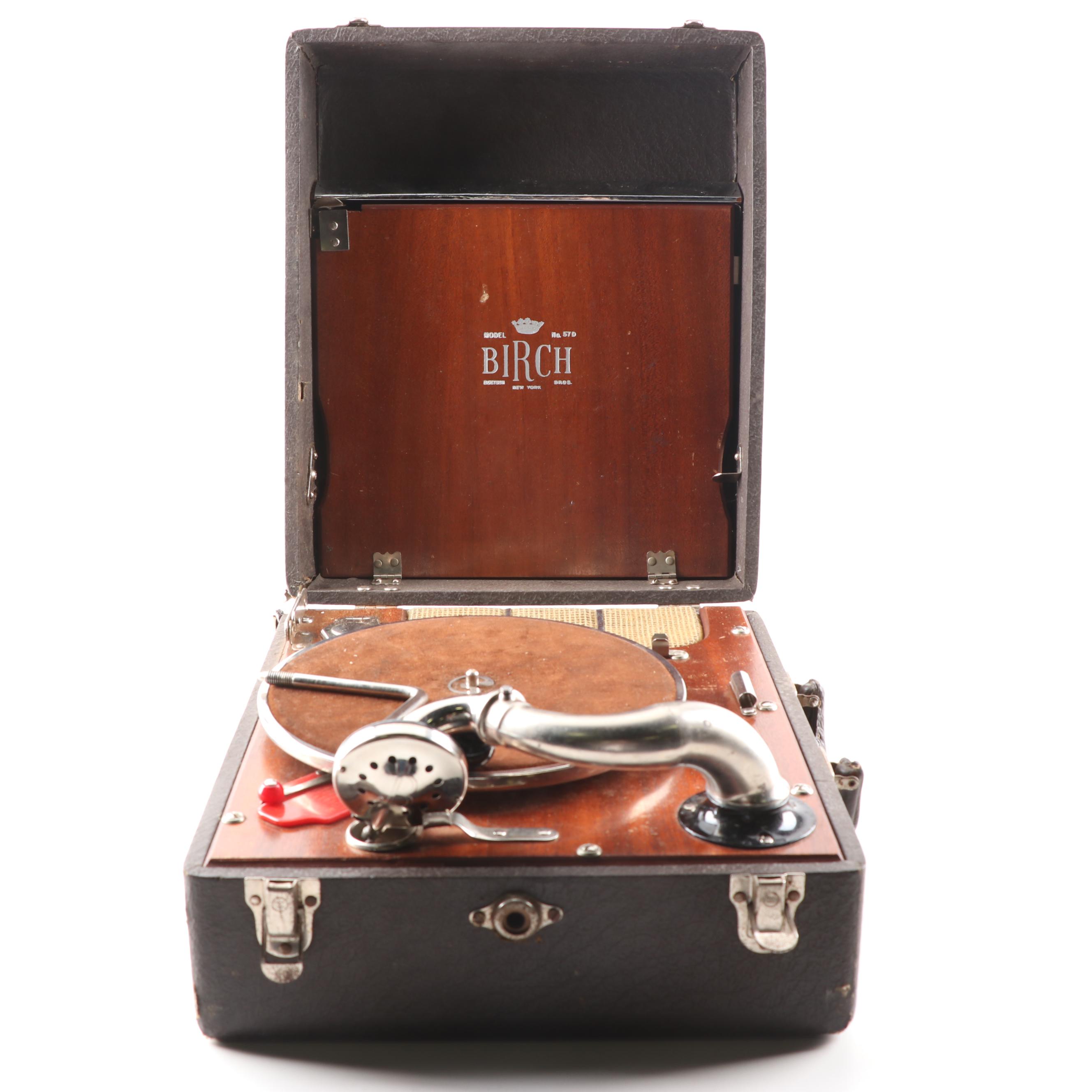 Birch Hand Crank Record Player