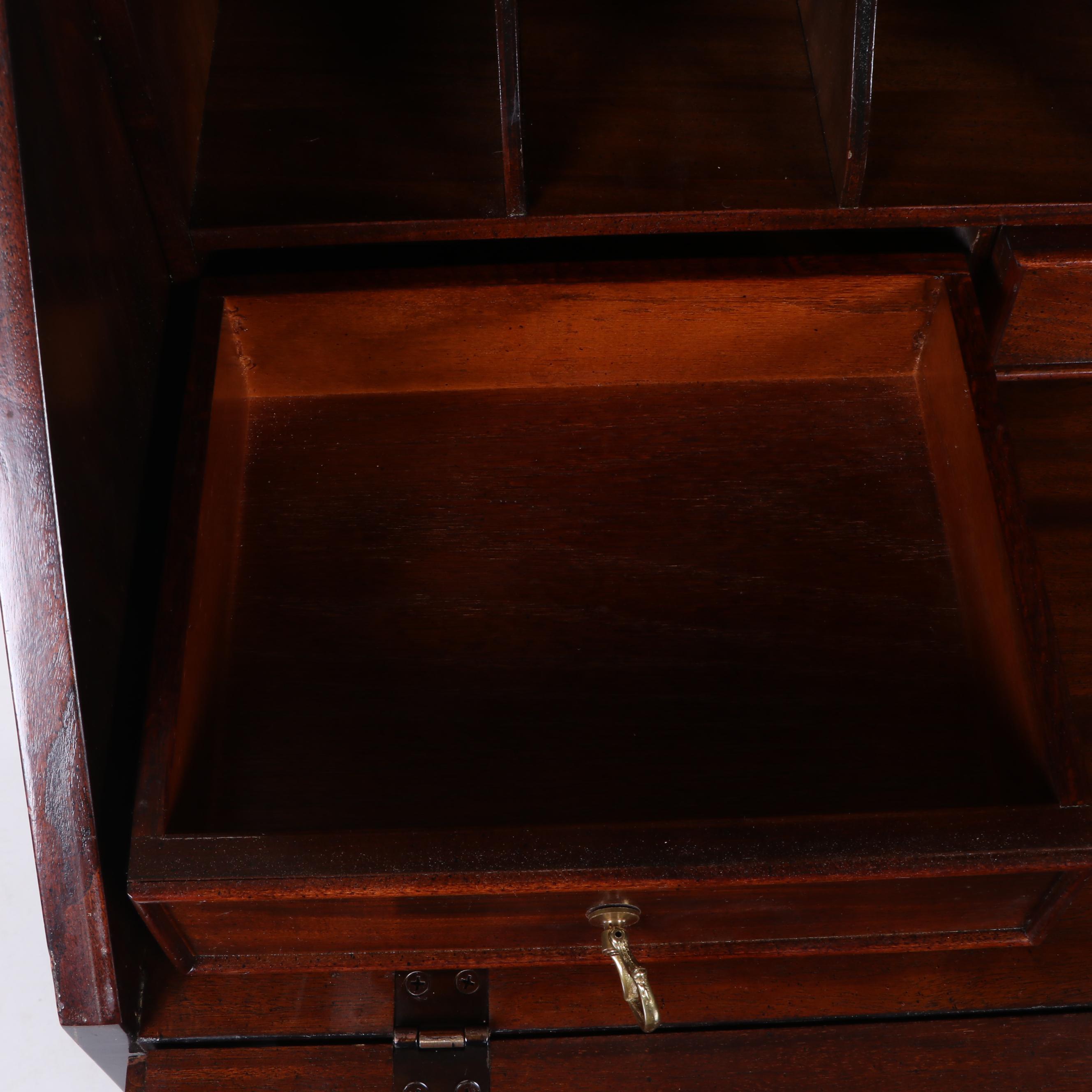 Century Furniture Mahogany Secretary Desk with Illuminated Hutch