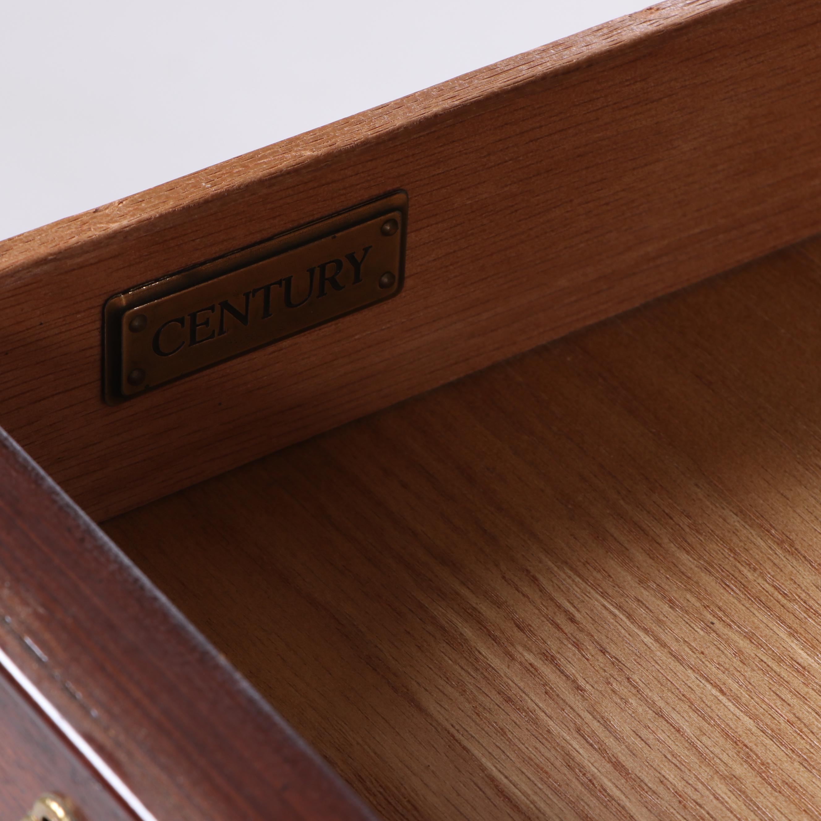 Century Furniture Mahogany Secretary Desk with Illuminated Hutch