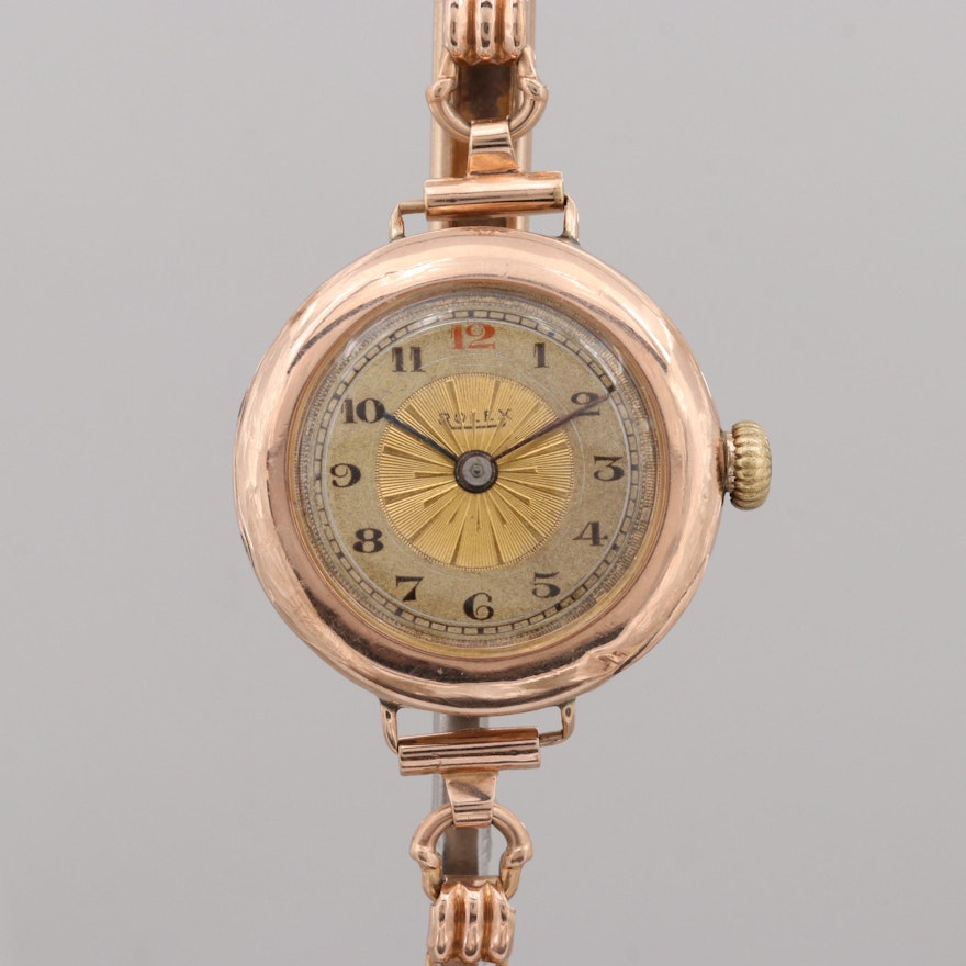 Rolex By Wilsdorf 9K Gold Wristwatch, Early 1900s