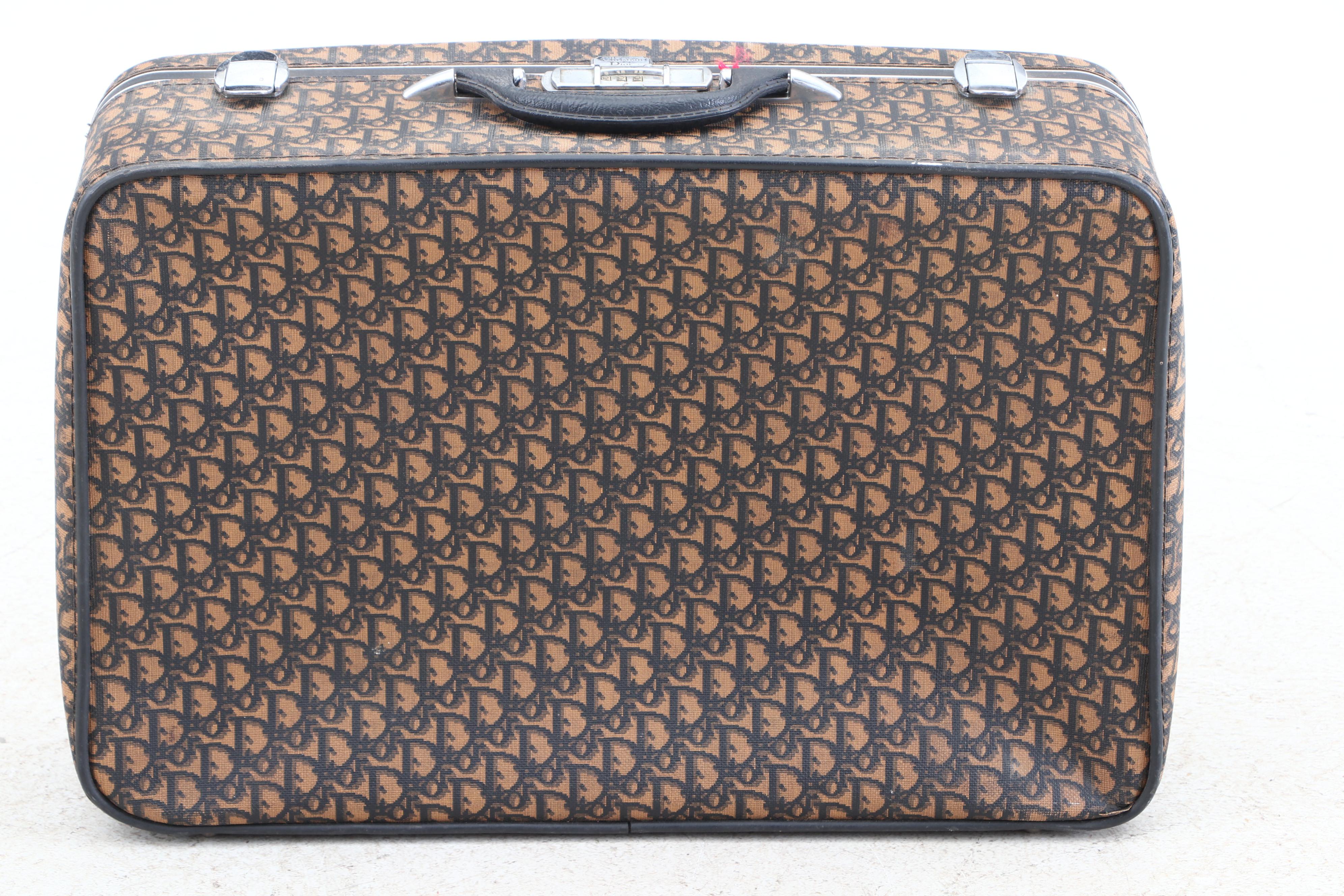 Christian Dior Monogram Logo Suitcase, 1970s Vintage