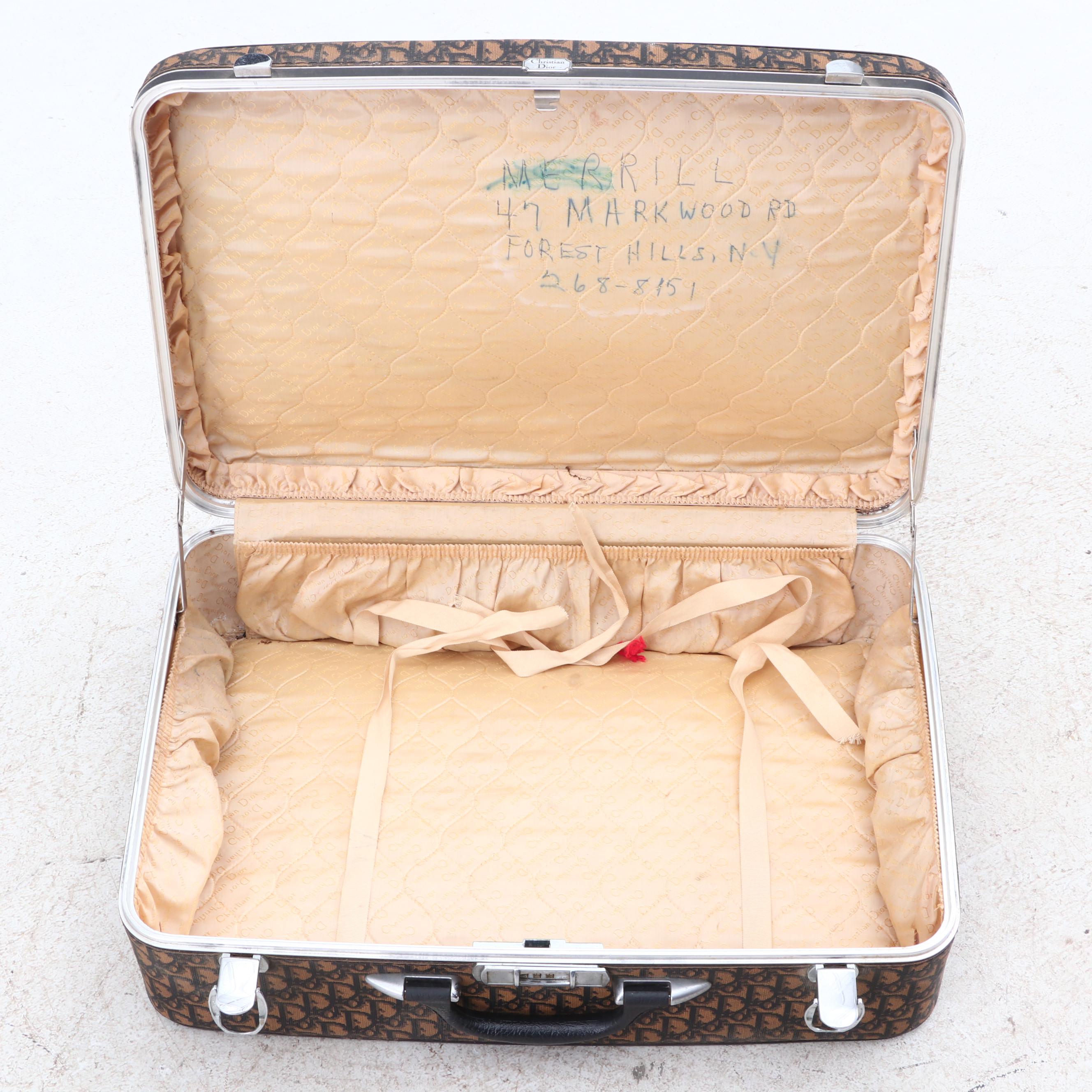 Christian Dior Monogram Logo Suitcase, 1970s Vintage