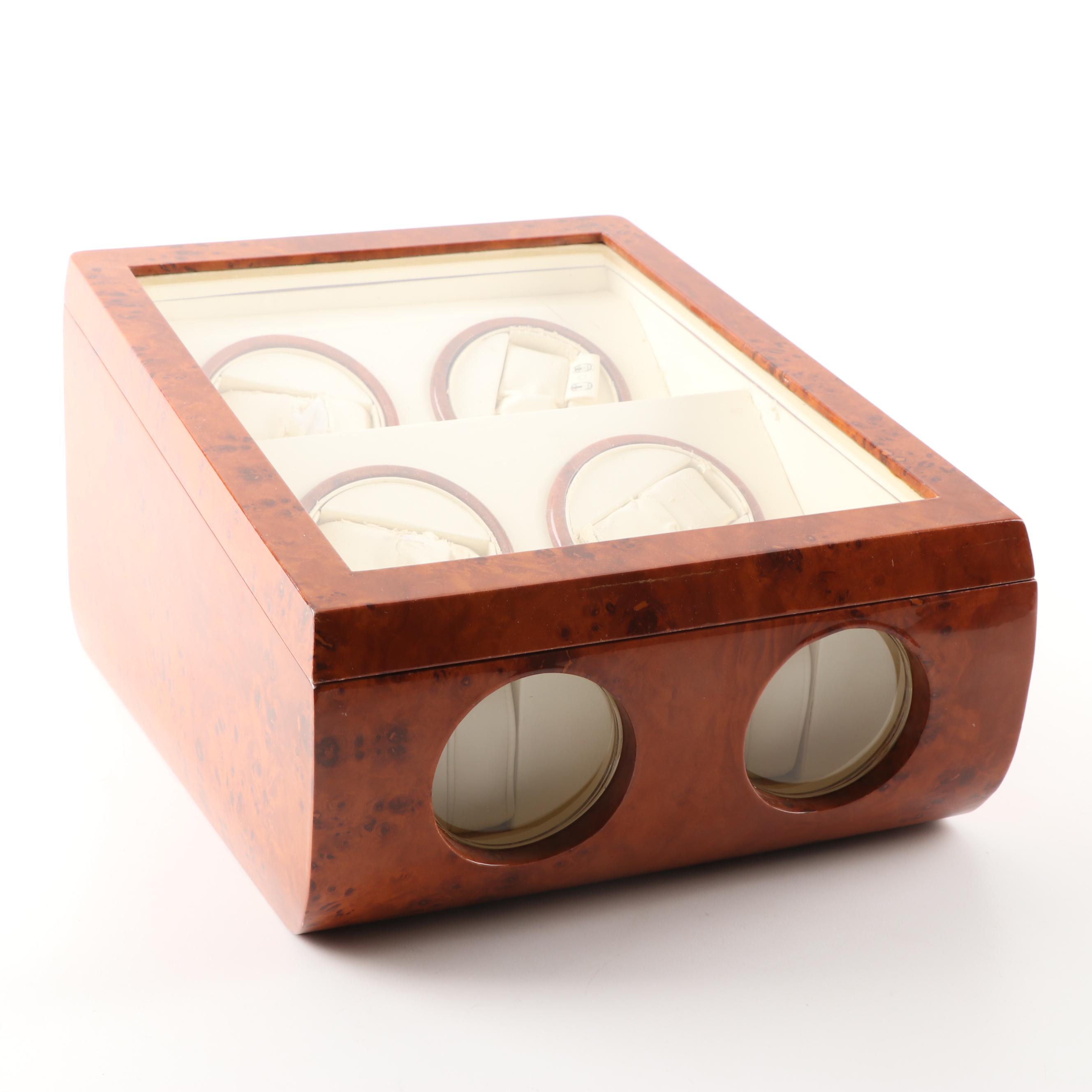 Steinhausen Executive Collection Burl Wood Quad Watch Winder Display