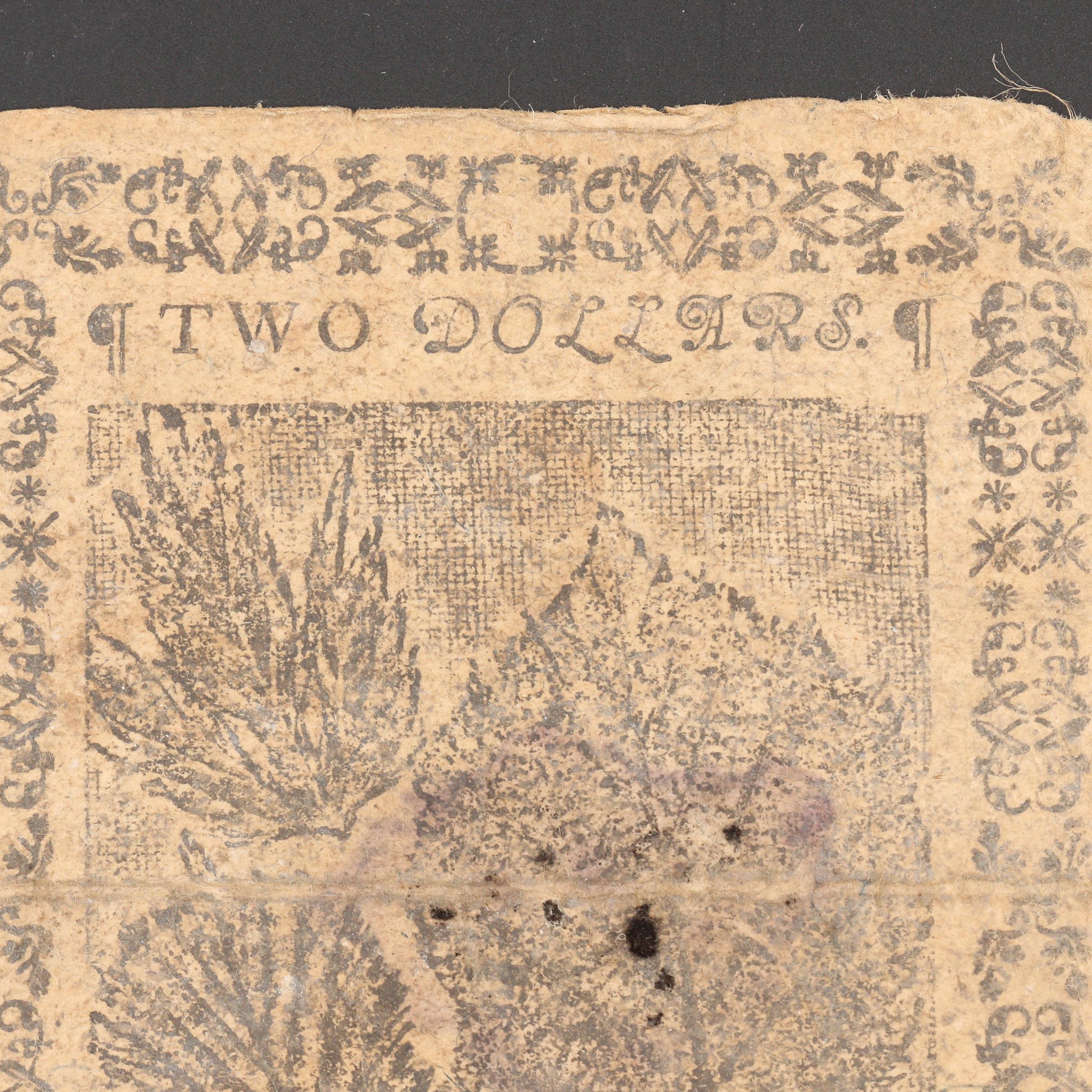 1775 Continental Currency $2 Note