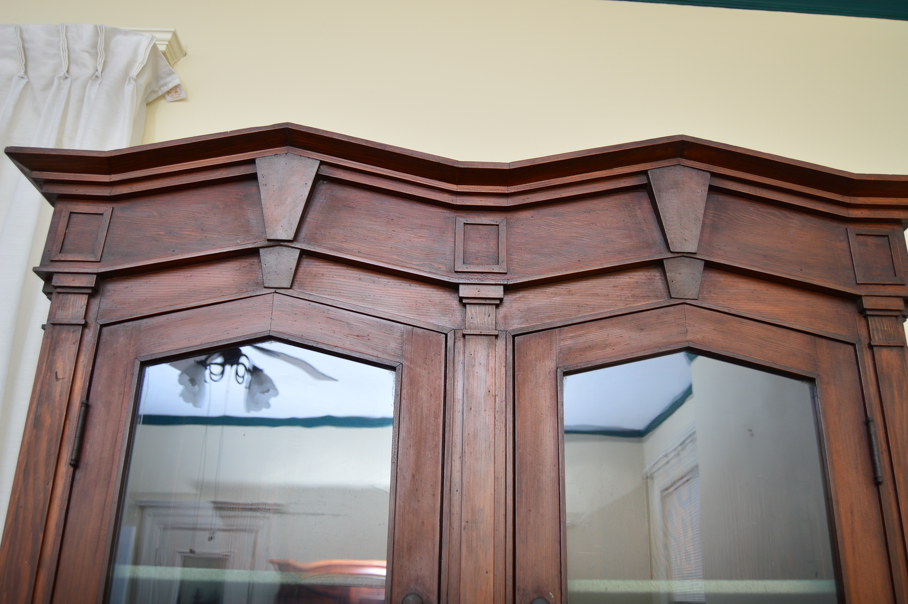 Yellow Pine Cabinet with Gabled Pediment, Late 19th Century