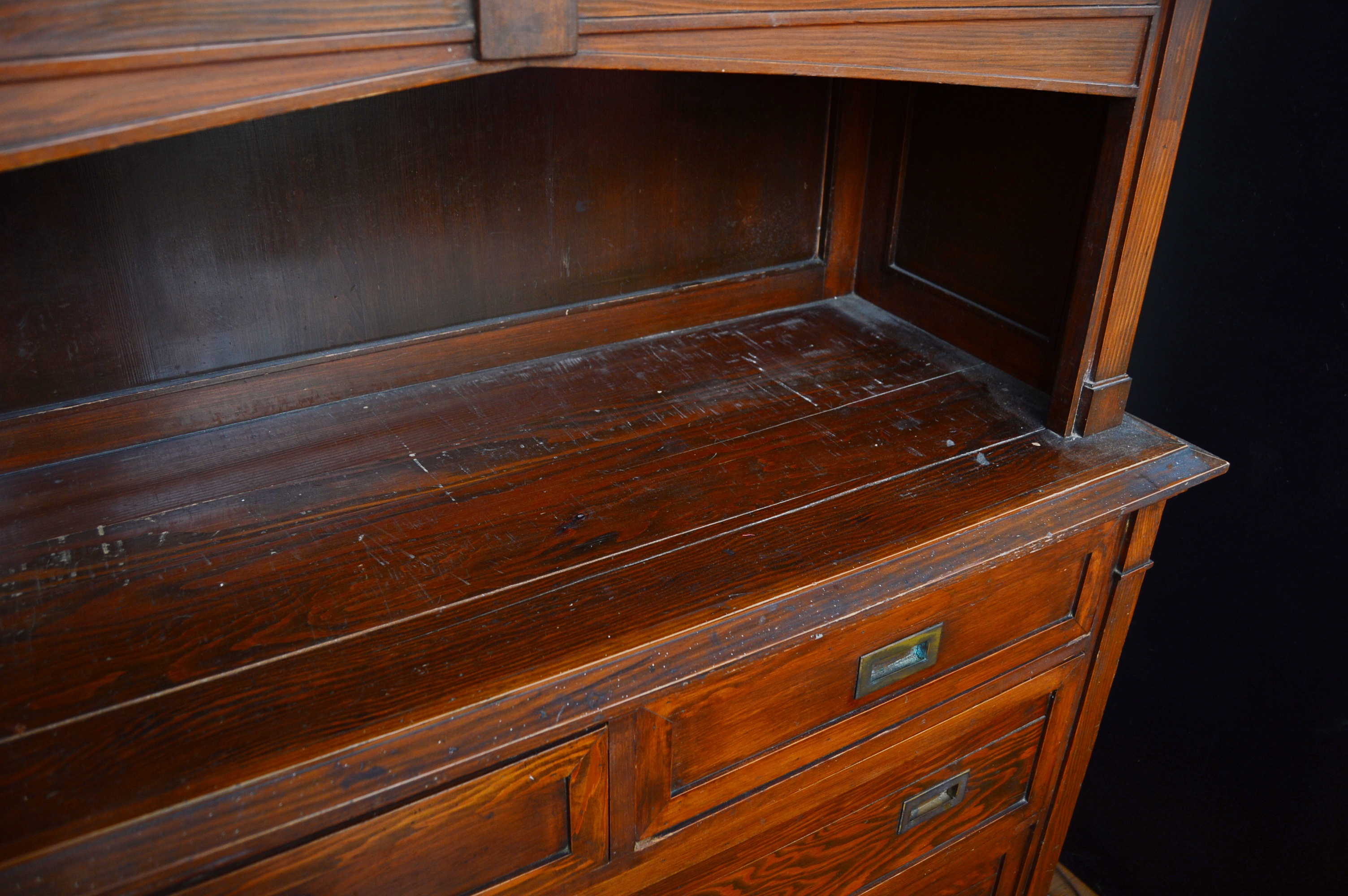 Yellow Pine Cabinet with Gabled Pediment, Late 19th Century