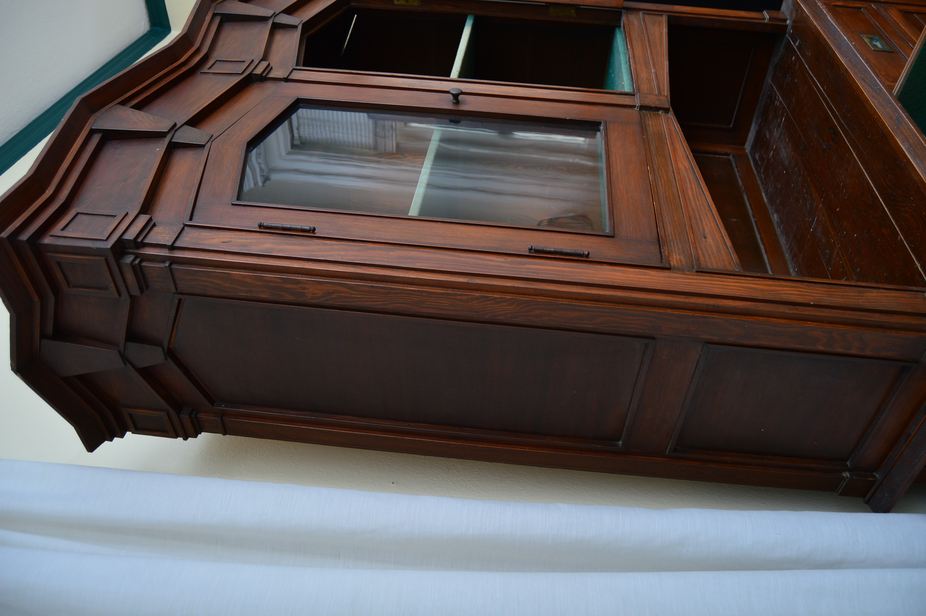 Yellow Pine Cabinet with Gabled Pediment, Late 19th Century