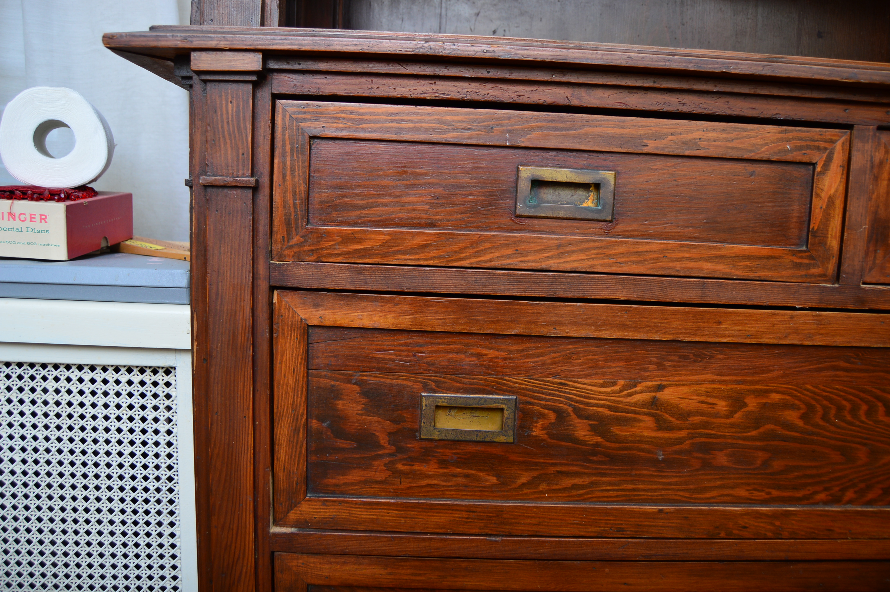 Yellow Pine Cabinet with Gabled Pediment, Late 19th Century