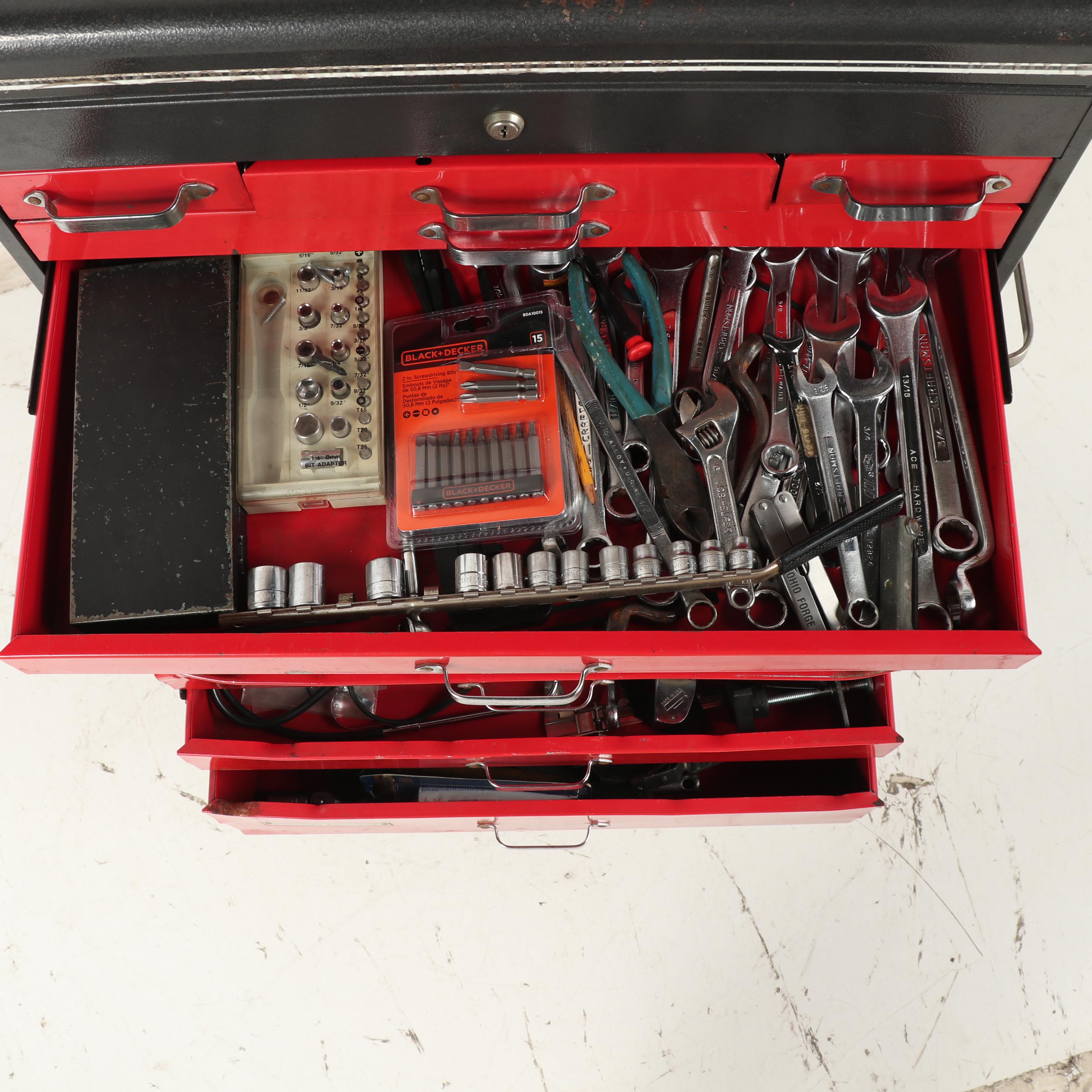 Two Montgomery Ward "Powr Kraft" Tool Chests with Assorted Tools