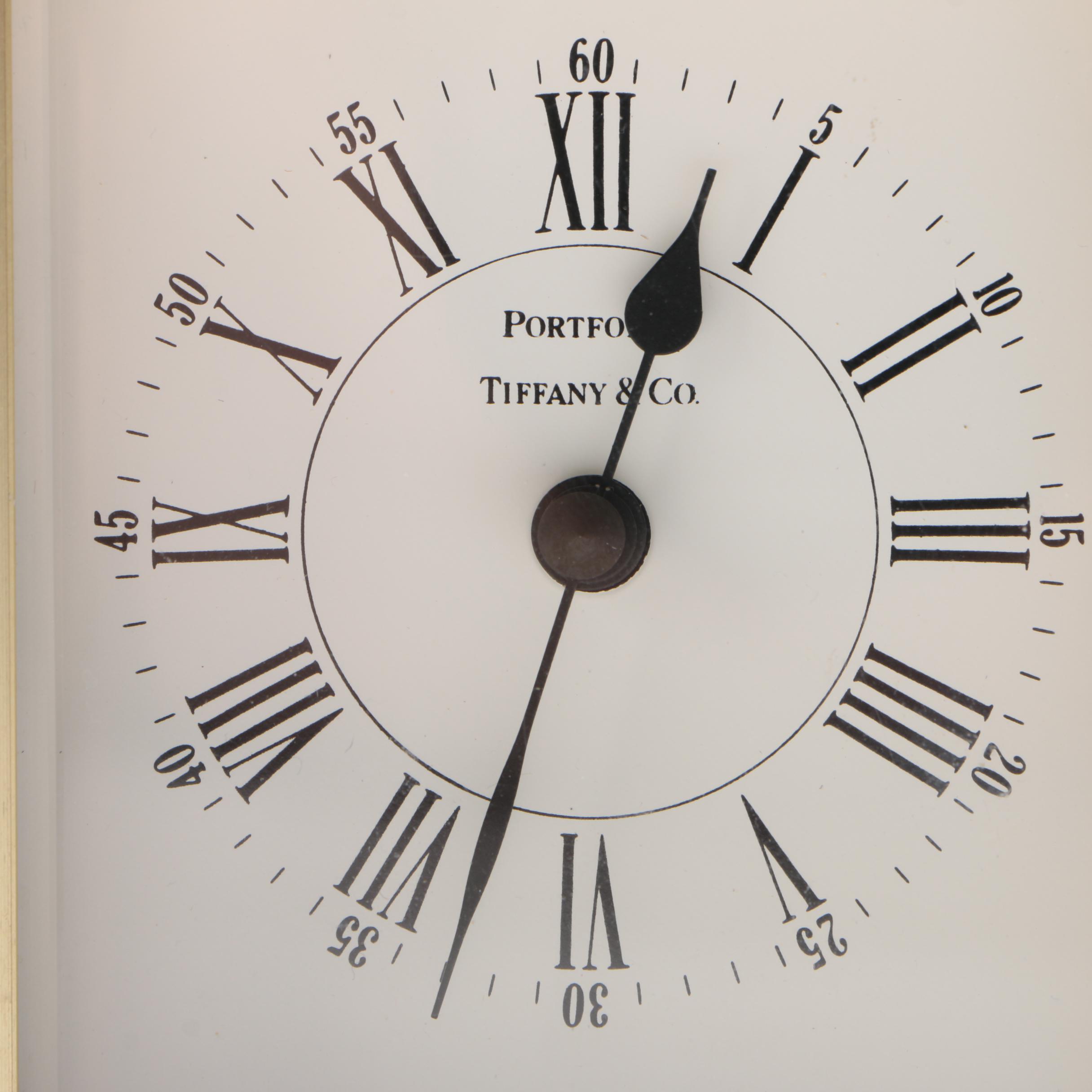 Tiffany & Co. Portfolio Gold Tone Metal Desk Clock, 1996