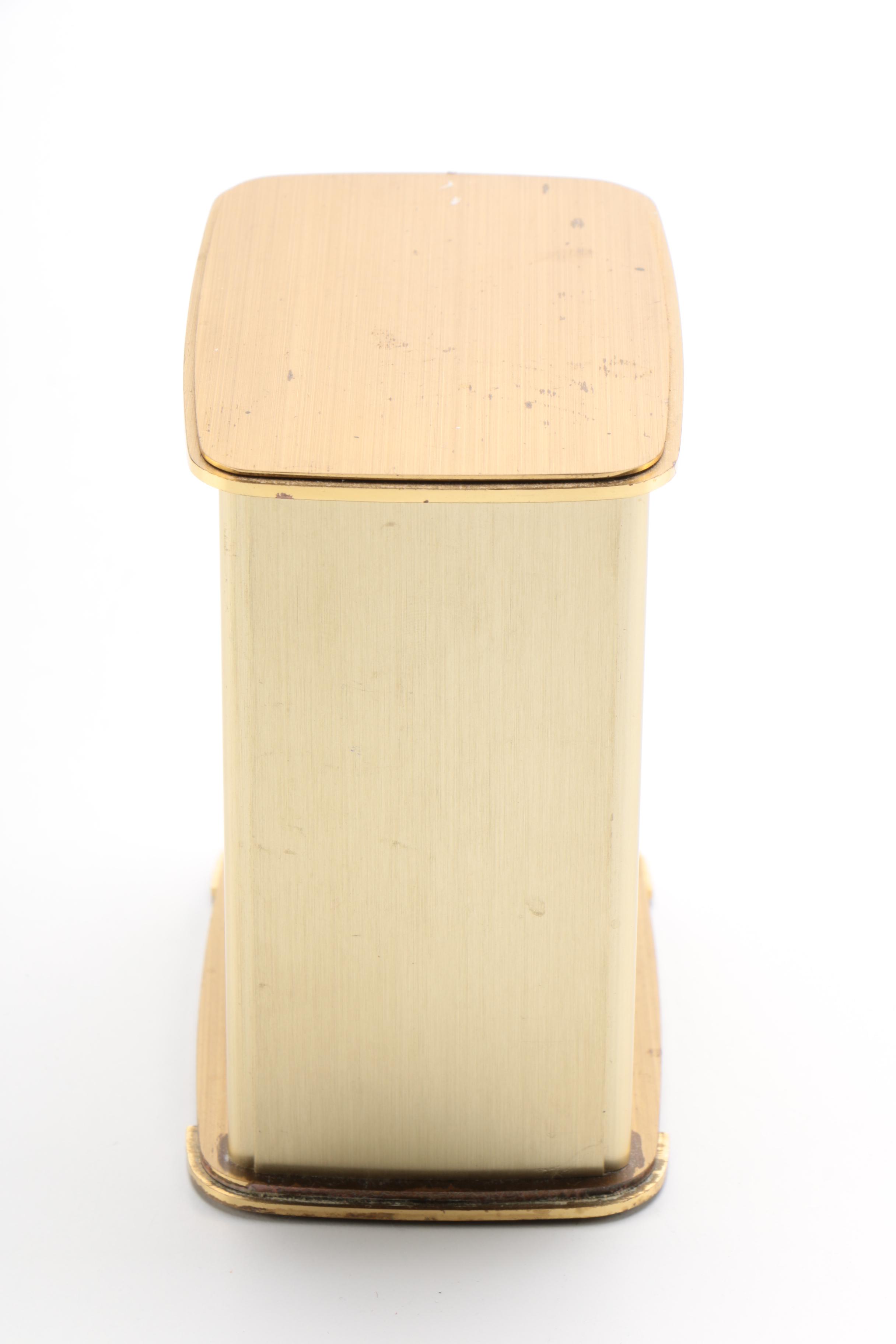 Tiffany & Co. Portfolio Gold Tone Metal Desk Clock, 1996