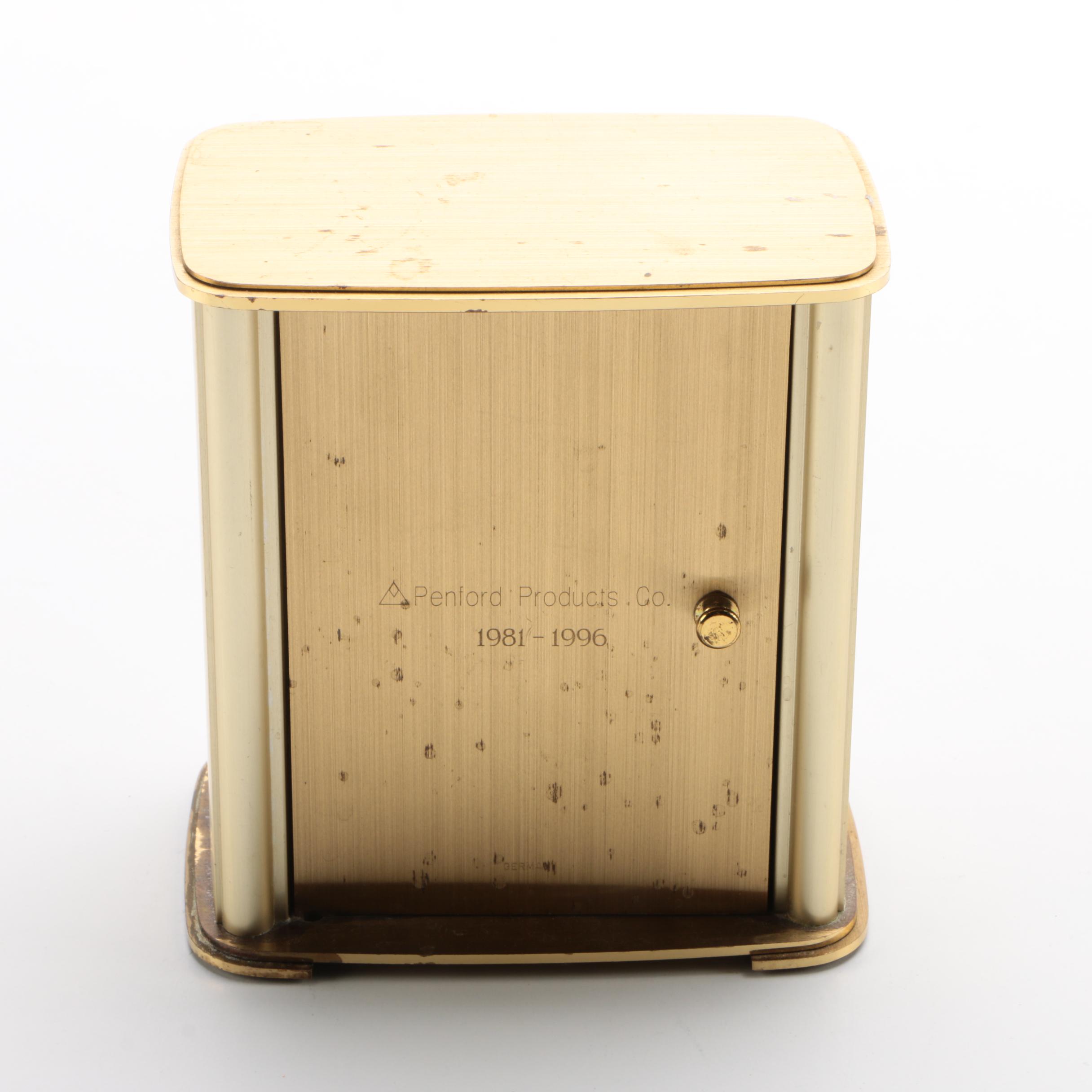 Tiffany & Co. Portfolio Gold Tone Metal Desk Clock, 1996