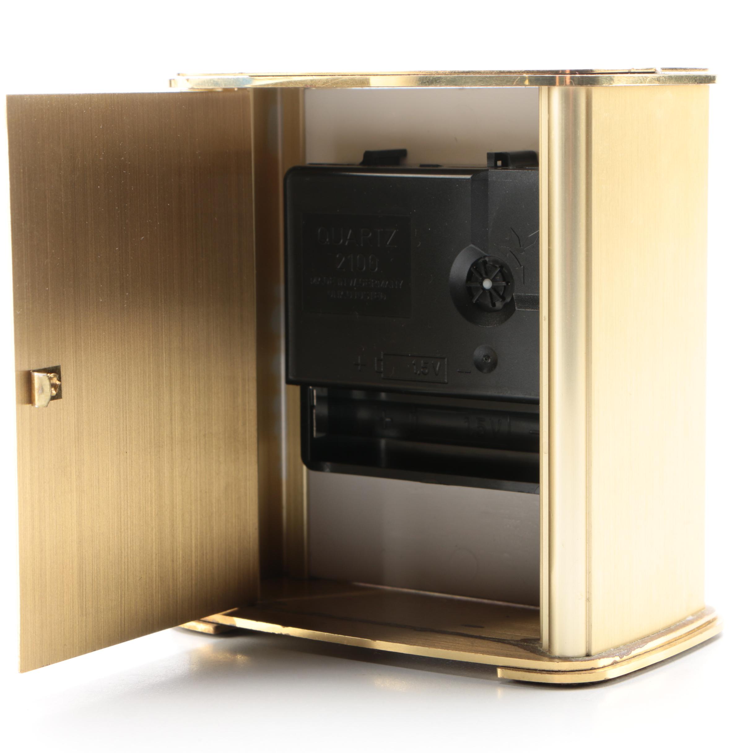 Tiffany & Co. Portfolio Gold Tone Metal Desk Clock, 1996