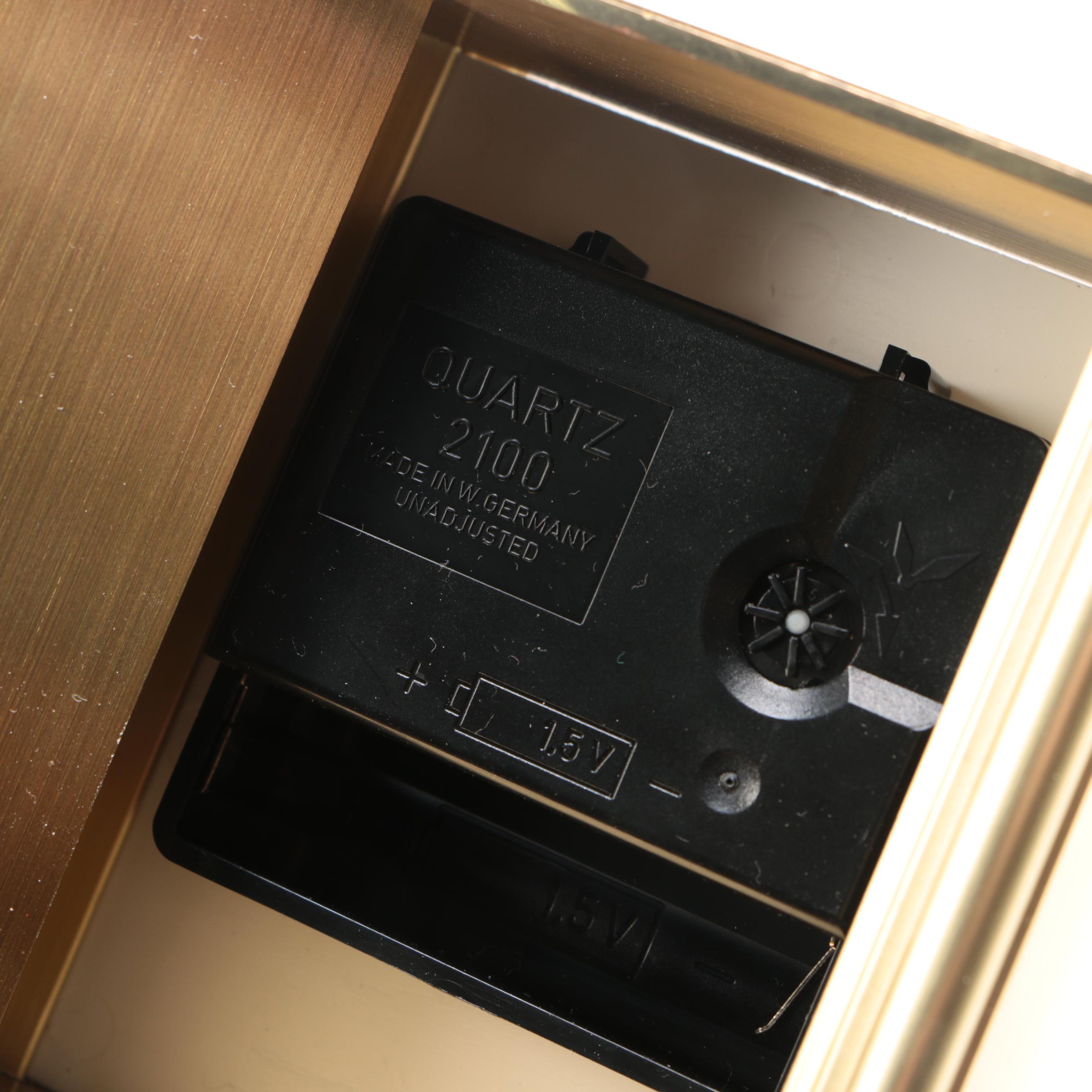 Tiffany & Co. Portfolio Gold Tone Metal Desk Clock, 1996