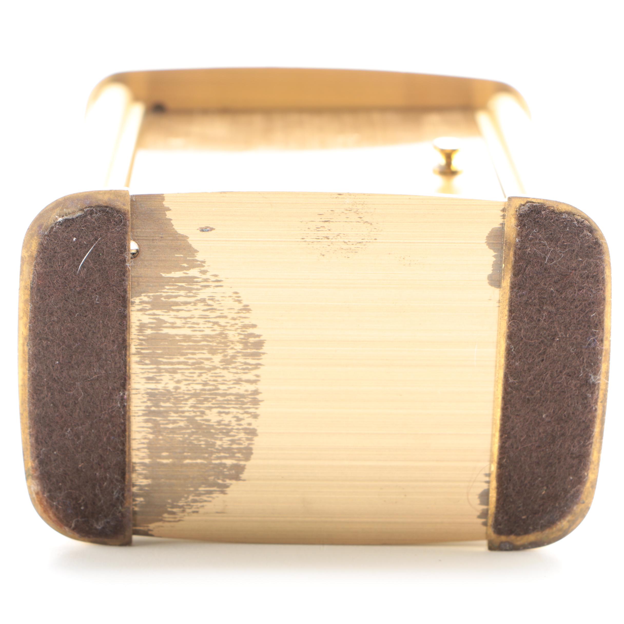 Tiffany & Co. Portfolio Gold Tone Metal Desk Clock, 1996