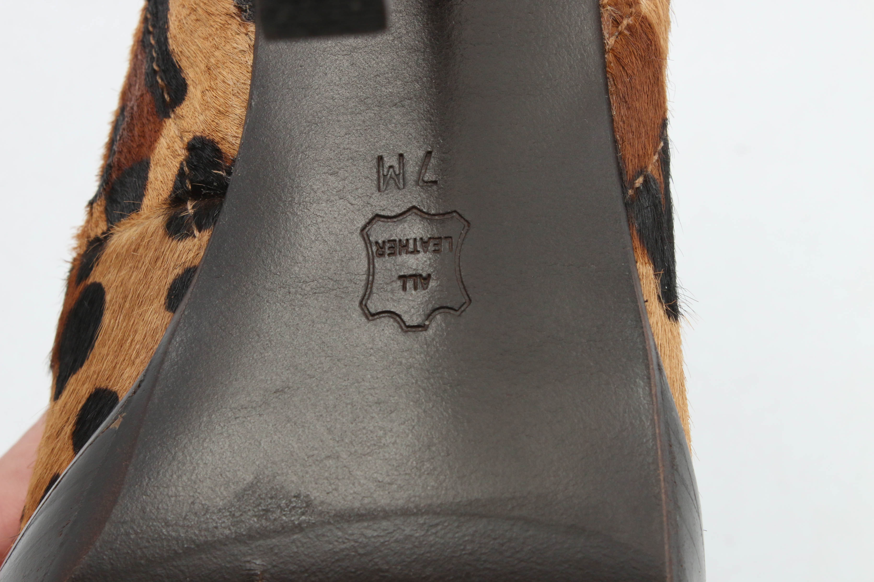 Tory Burch Leopard Print Calf Hair Lace-Up Stiletto Booties