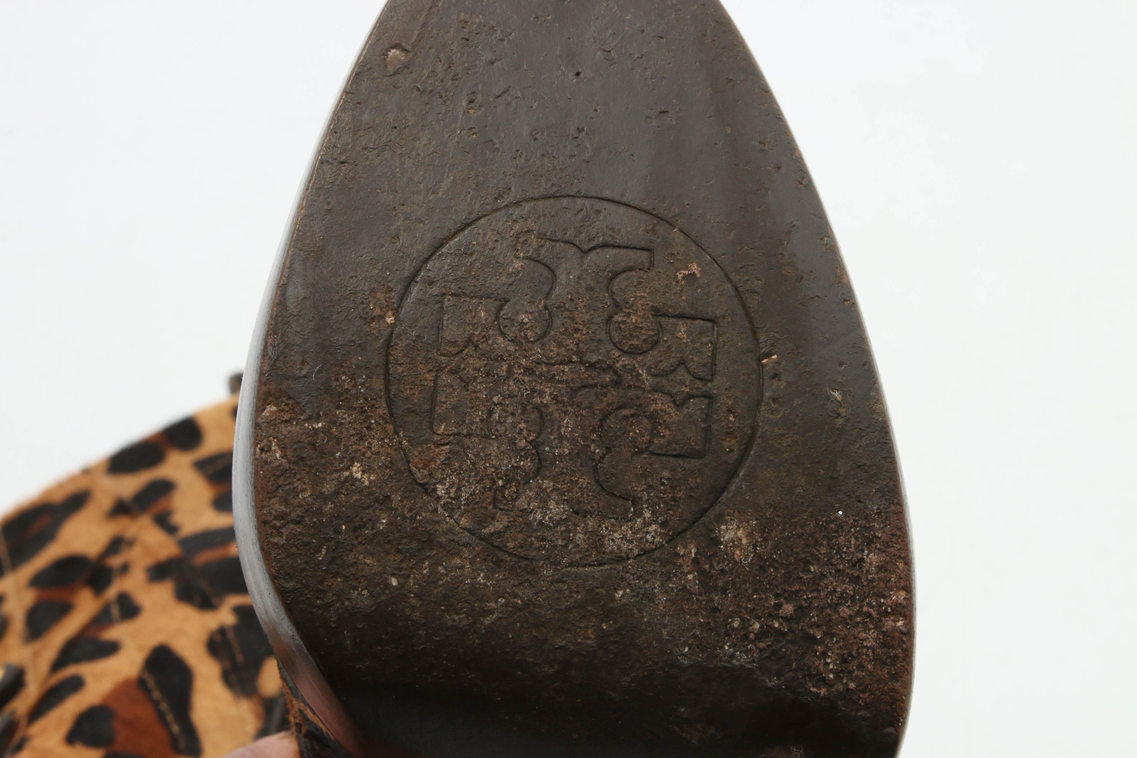 Tory Burch Leopard Print Calf Hair Lace-Up Stiletto Booties