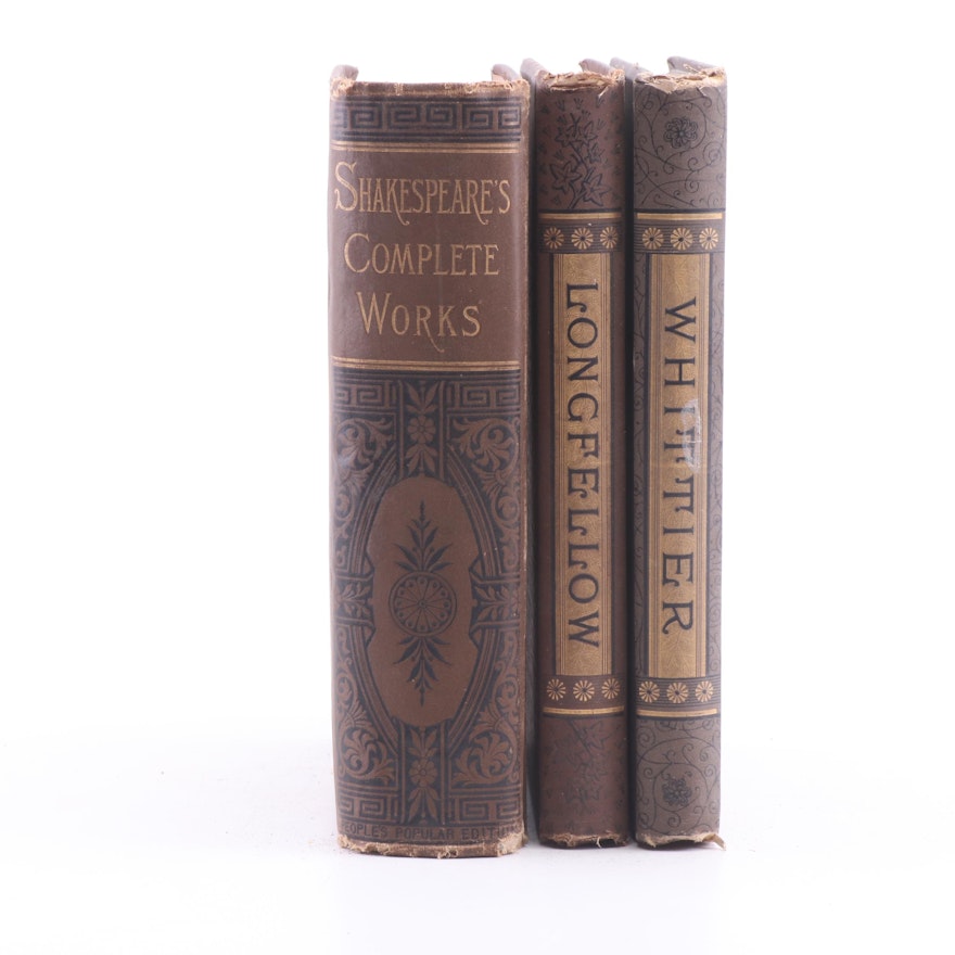 Works of Shakespeare, Whittier and Longfellow, Late 19th Century