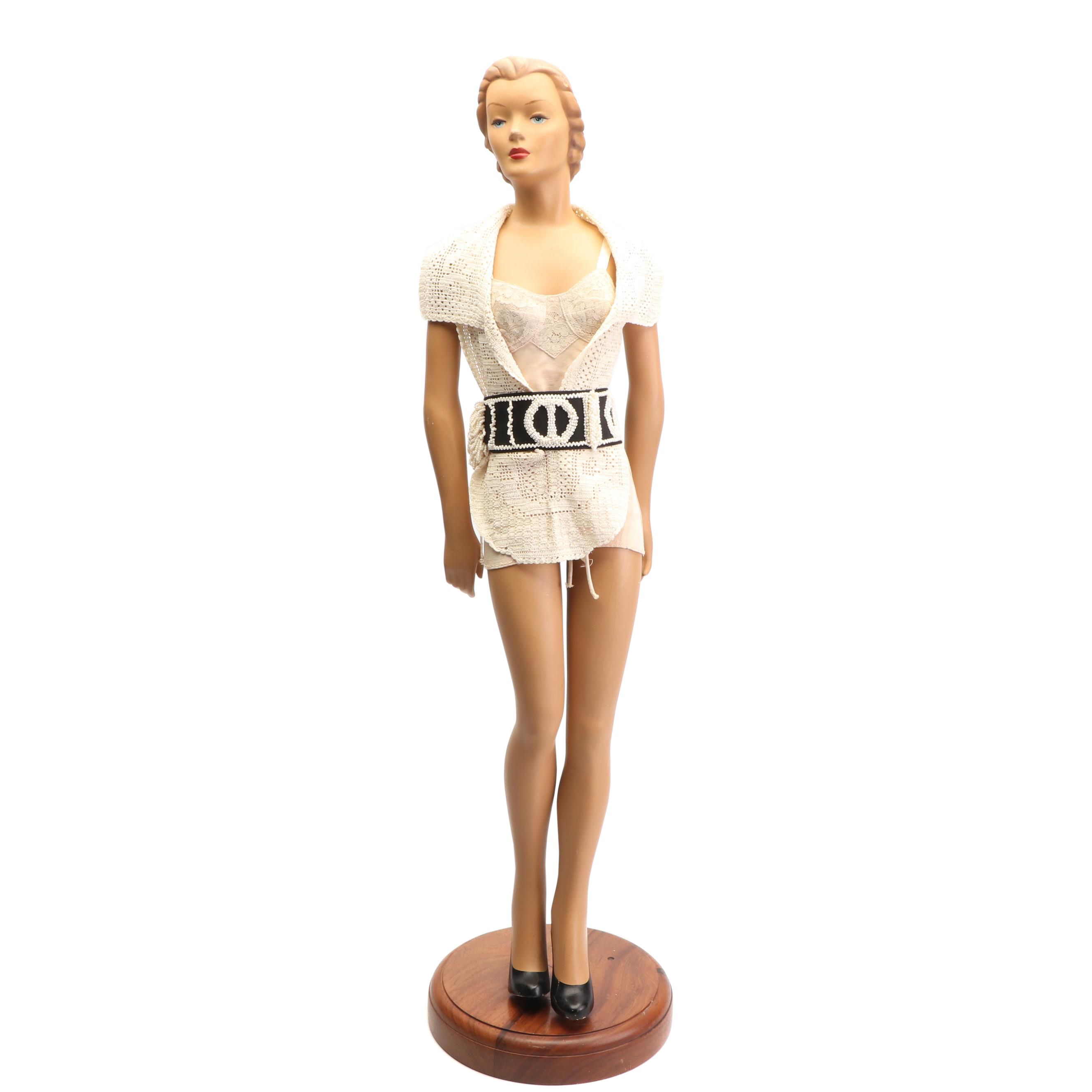 Countertop Display Mannequin, 1940s Vintage