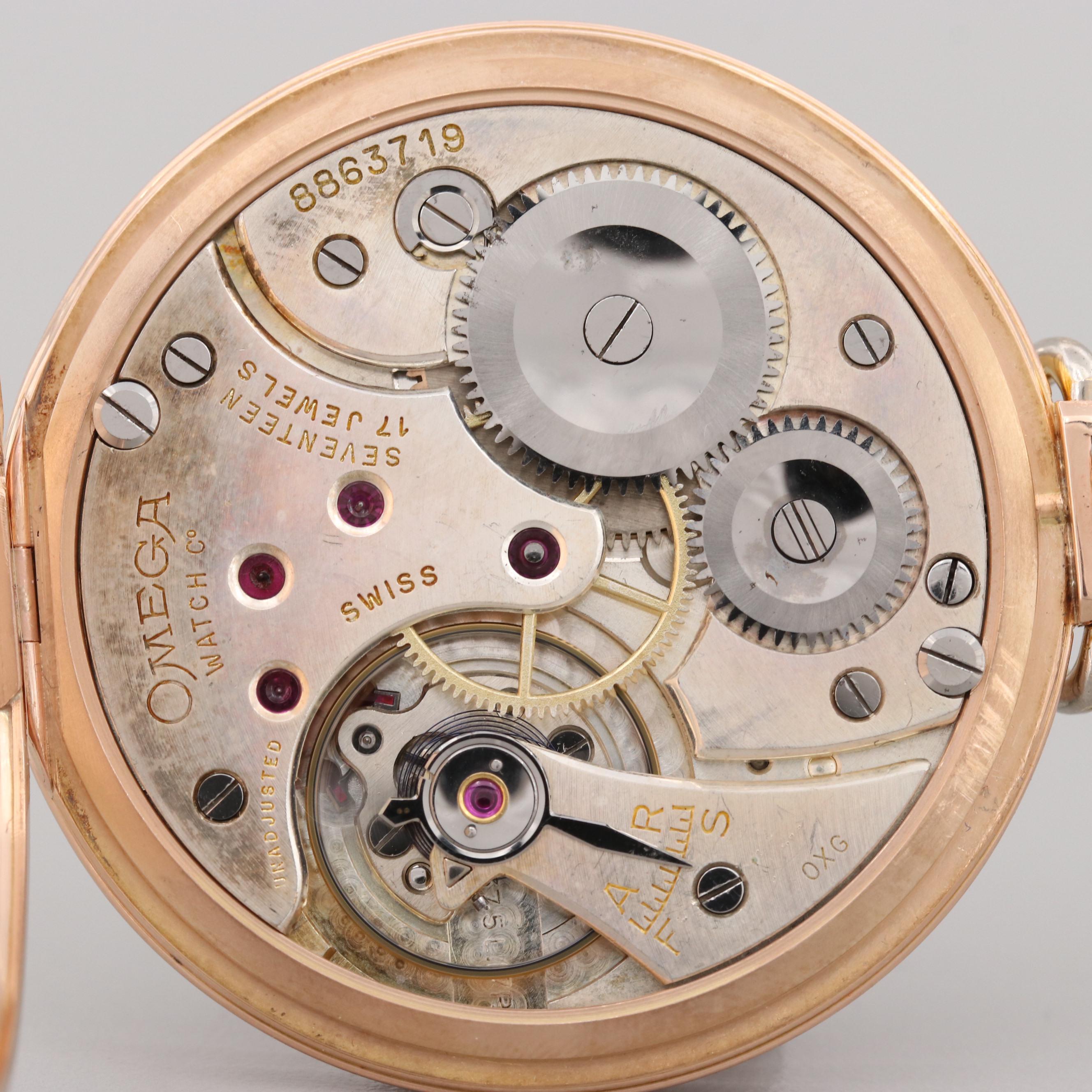 Vintage Omega For Tiffany & Co. 14K Gold Open Face Pocket Watch