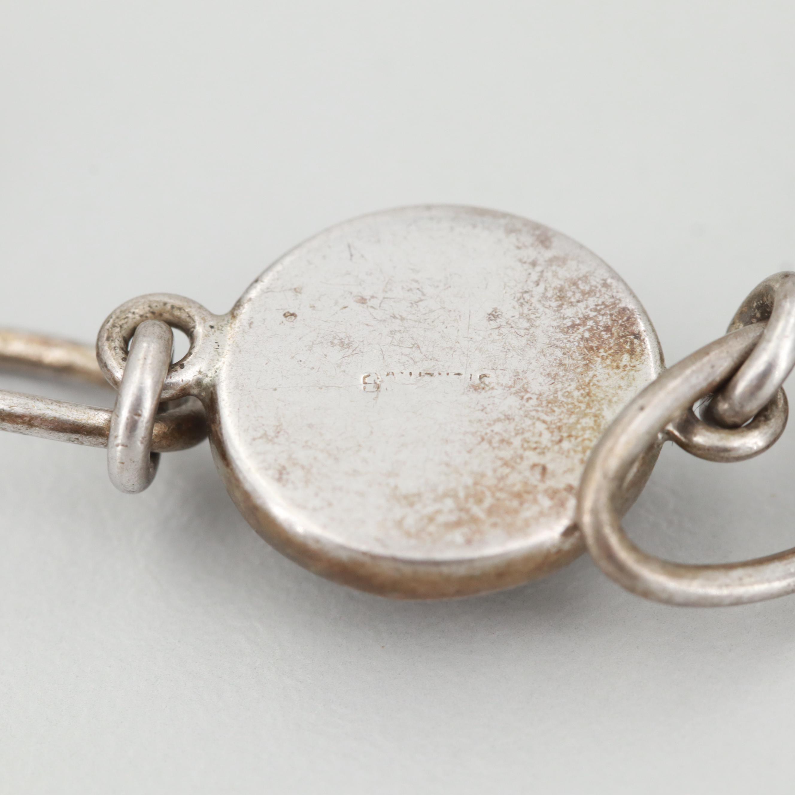 Vintage Sterling Silver Bracelet with Reverse Painted Fox Motif