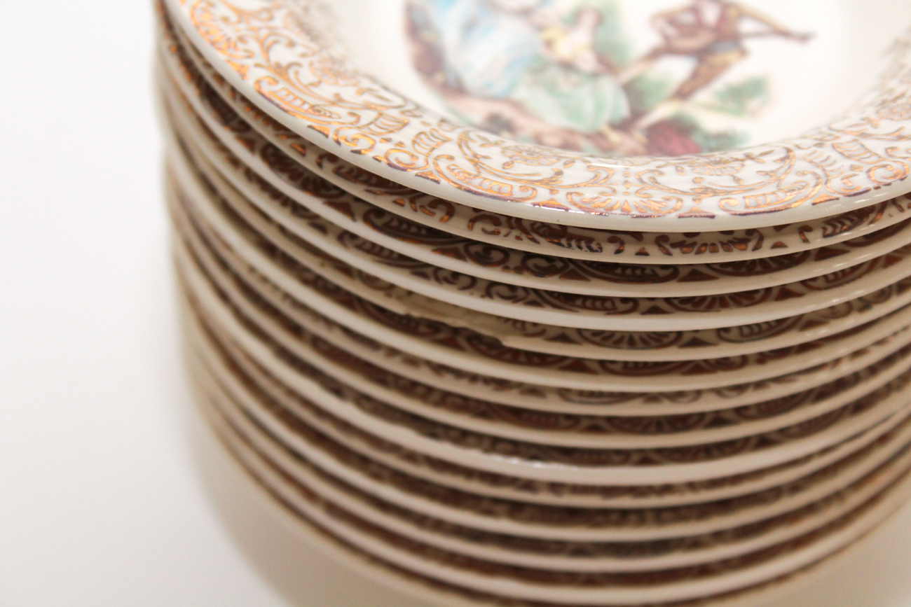 American Limoges 22K Gold "China d'Or" Dinnerware, 1940s