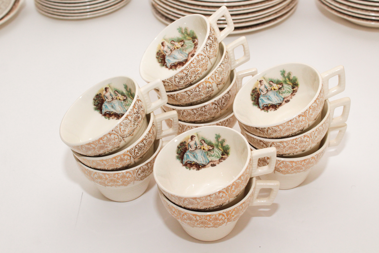 American Limoges 22K Gold "China d'Or" Dinnerware, 1940s