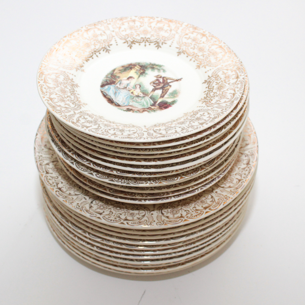 American Limoges 22K Gold "China d'Or" Dinnerware, 1940s