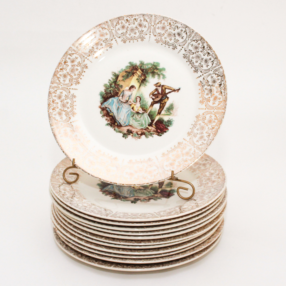 American Limoges 22K Gold "China d'Or" Dinnerware, 1940s