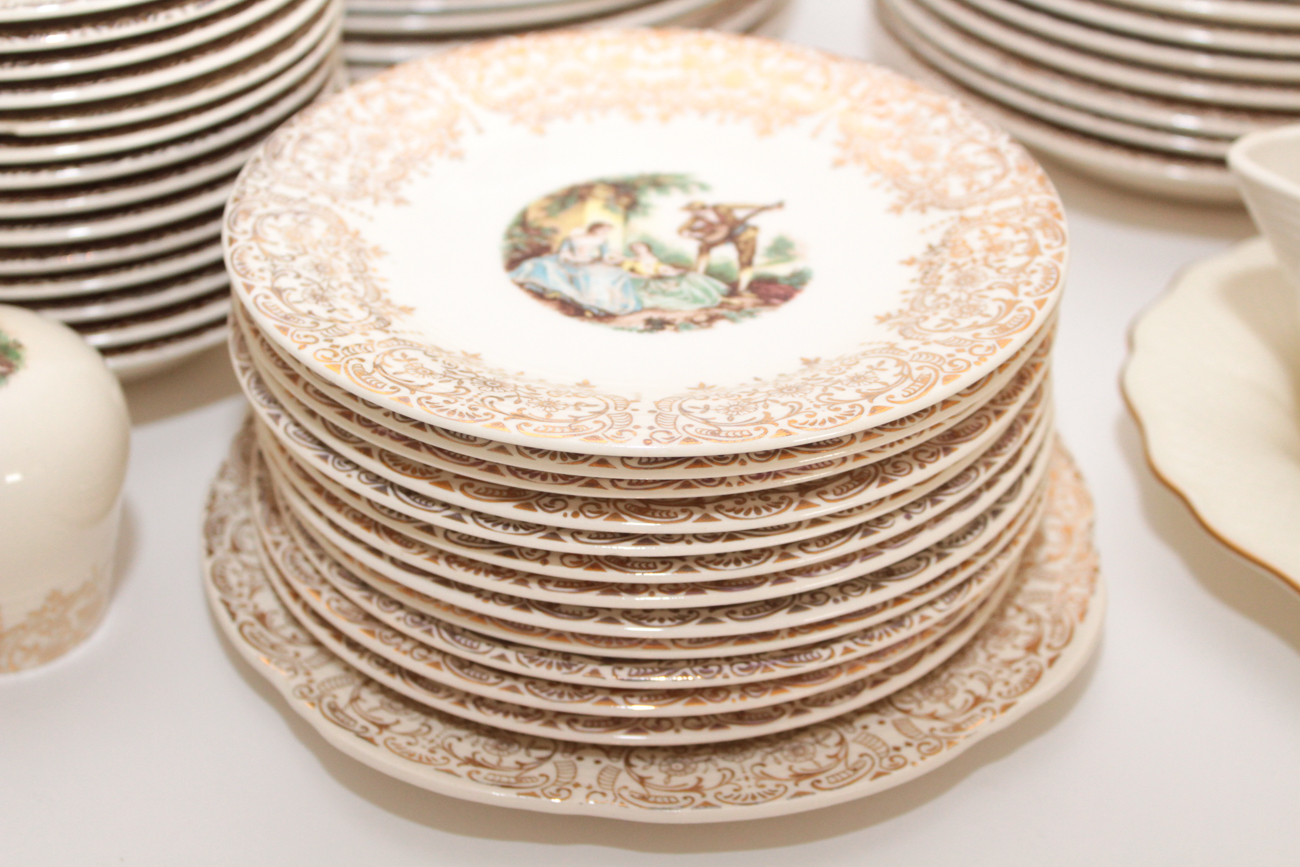 American Limoges 22K Gold "China d'Or" Dinnerware, 1940s