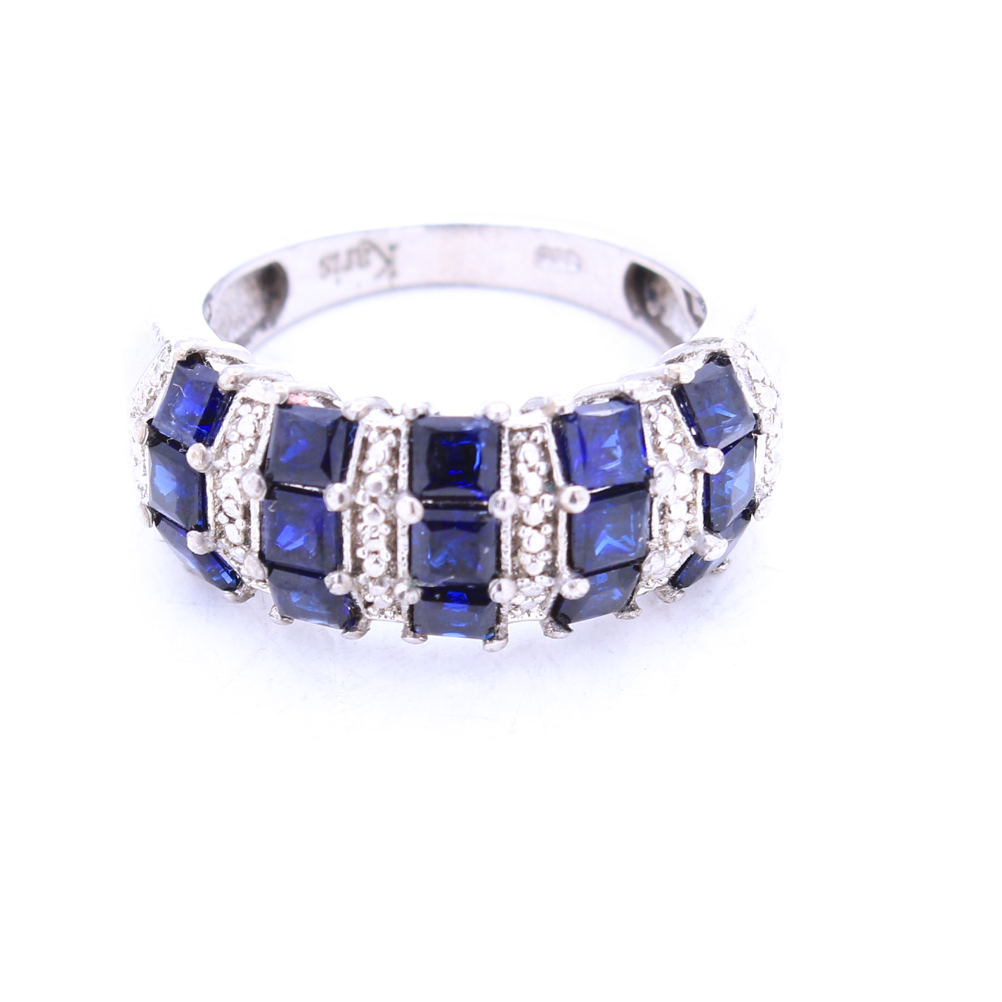 Karis Sterling Silver Synthetic Sapphire Ring