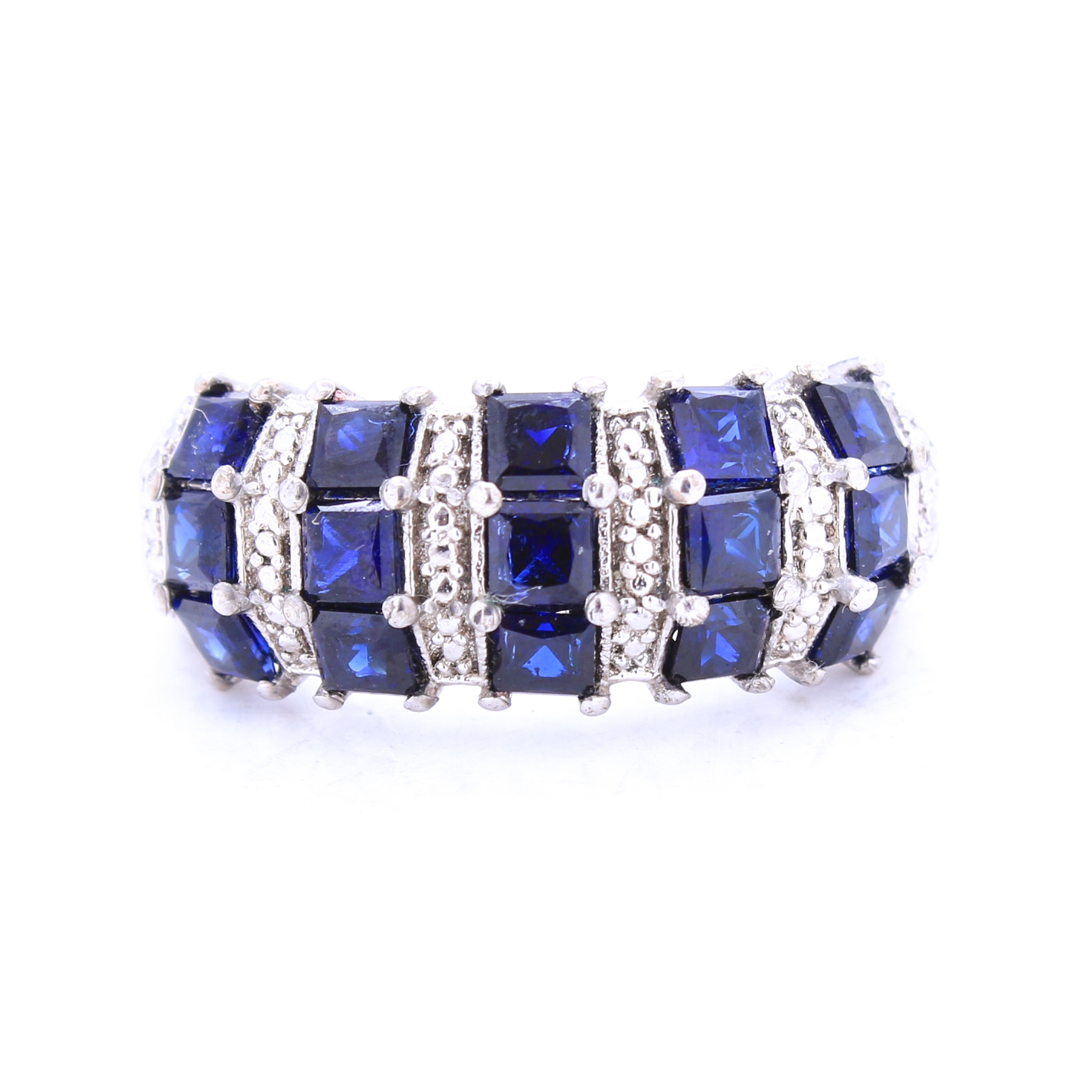 Karis Sterling Silver Synthetic Sapphire Ring