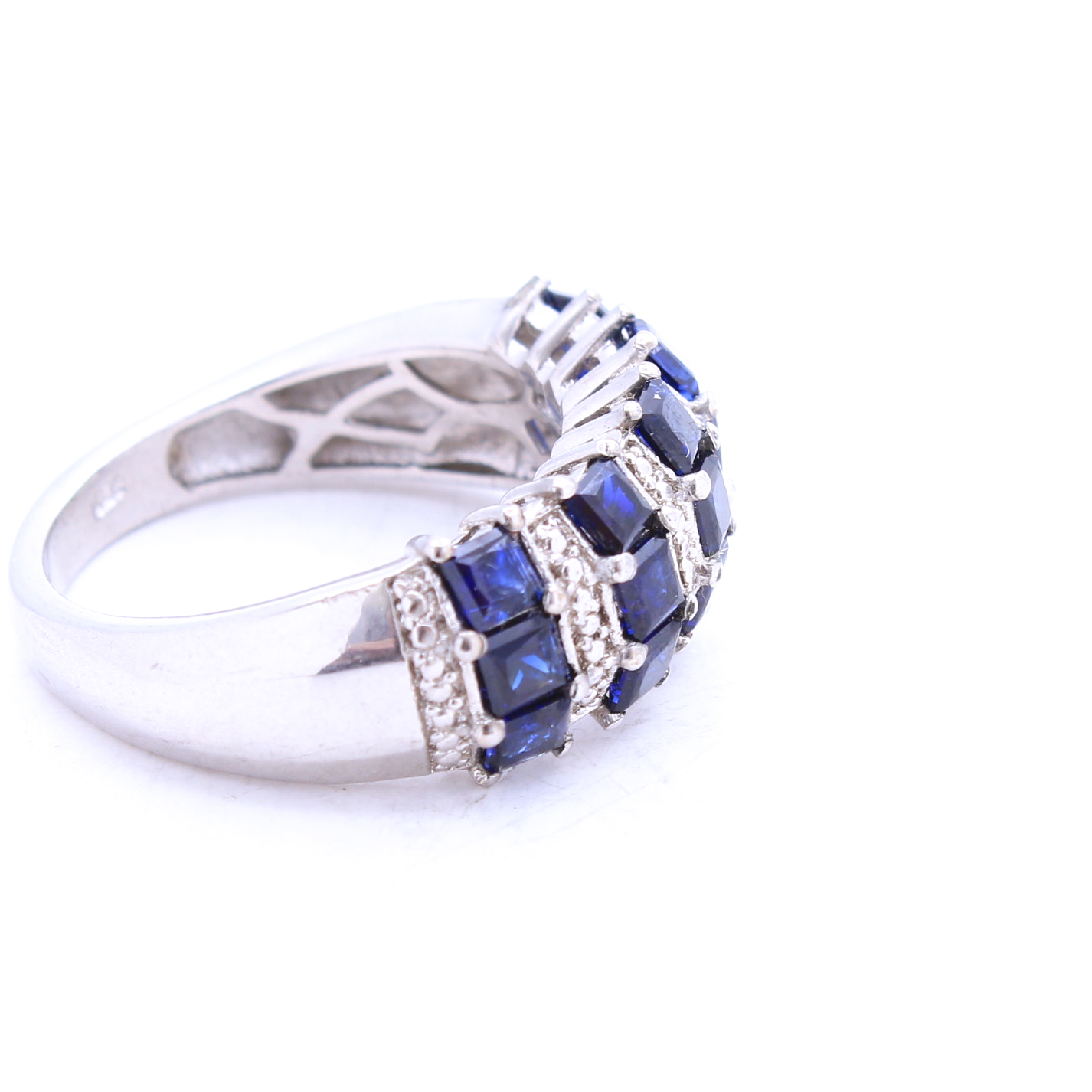 Karis Sterling Silver Synthetic Sapphire Ring